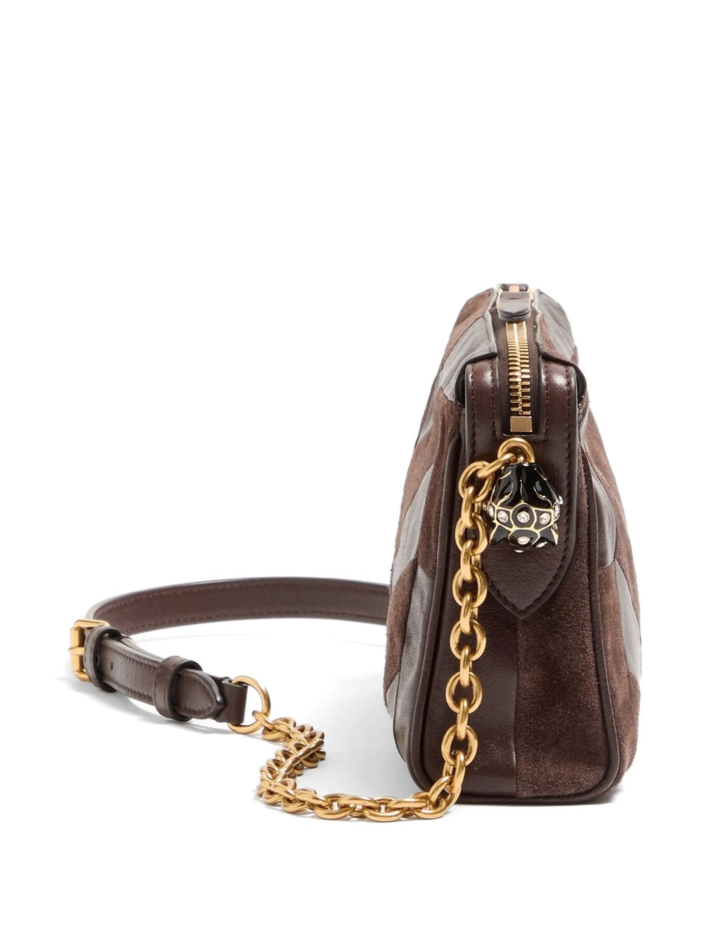 Panthea small shoulder bag in suede and nappa with chevron pattern