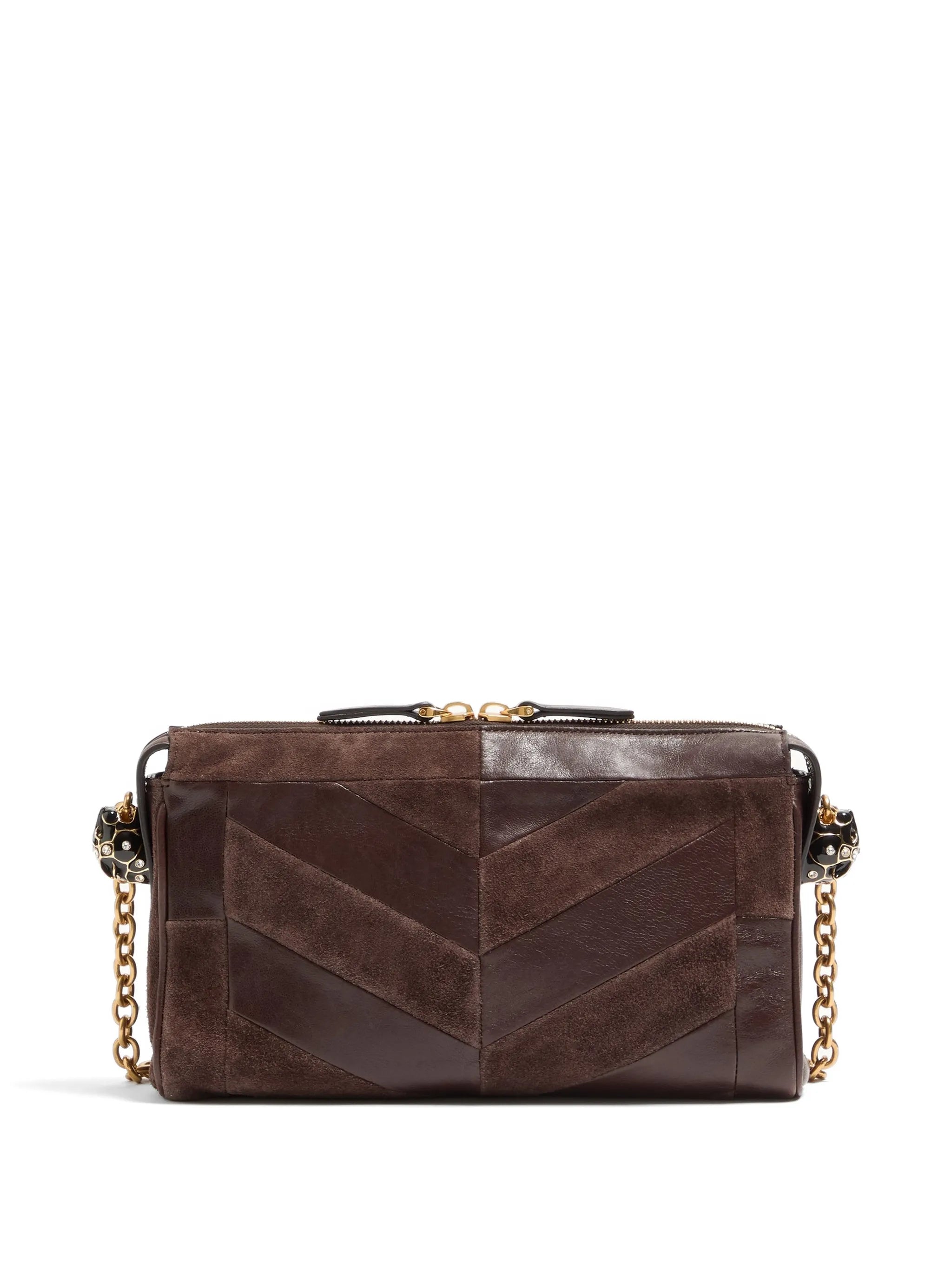 Panthea small shoulder bag in suede and nappa with chevron pattern