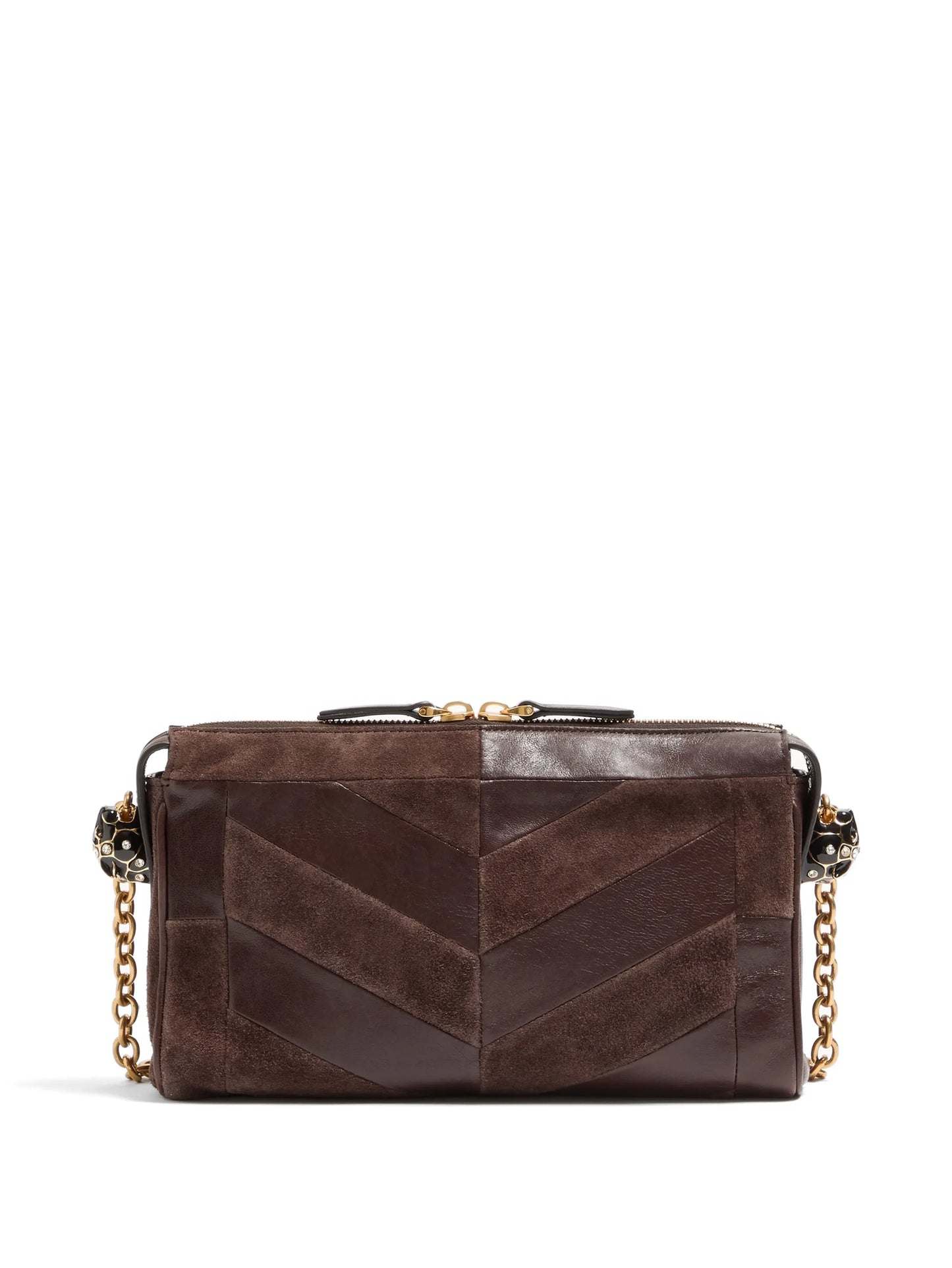 Panthea small shoulder bag in suede and nappa with chevron pattern