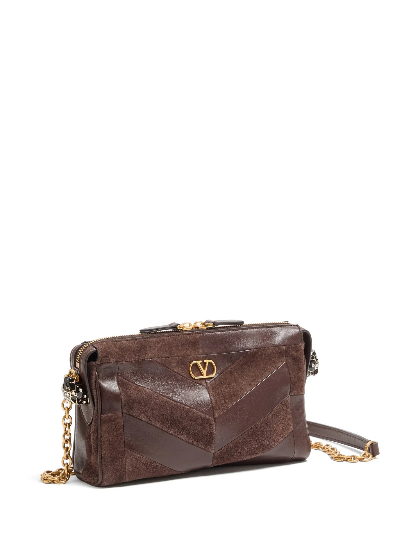 Panthea small shoulder bag in suede and nappa with chevron pattern