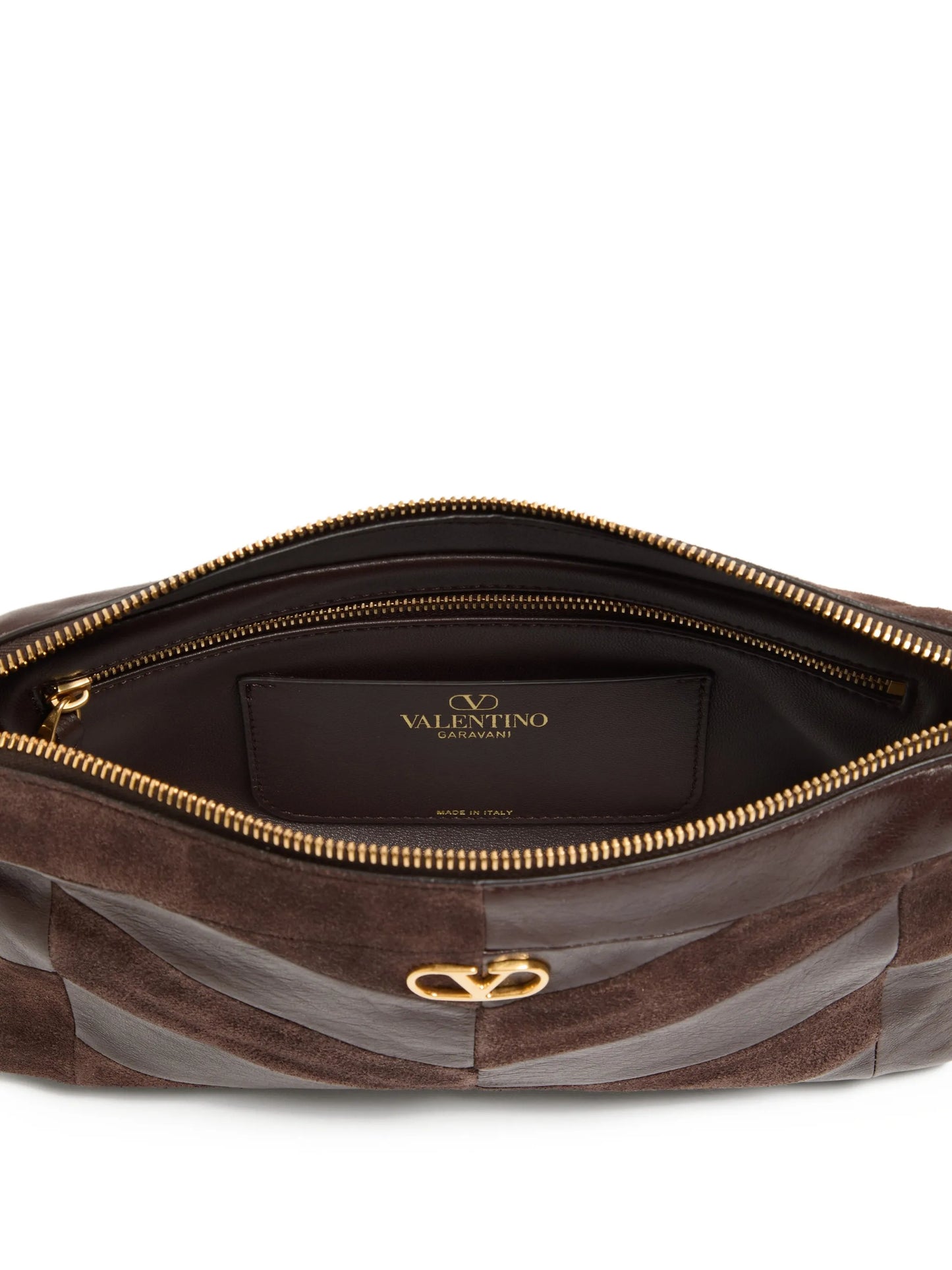 Panthea small shoulder bag in suede and nappa with chevron pattern