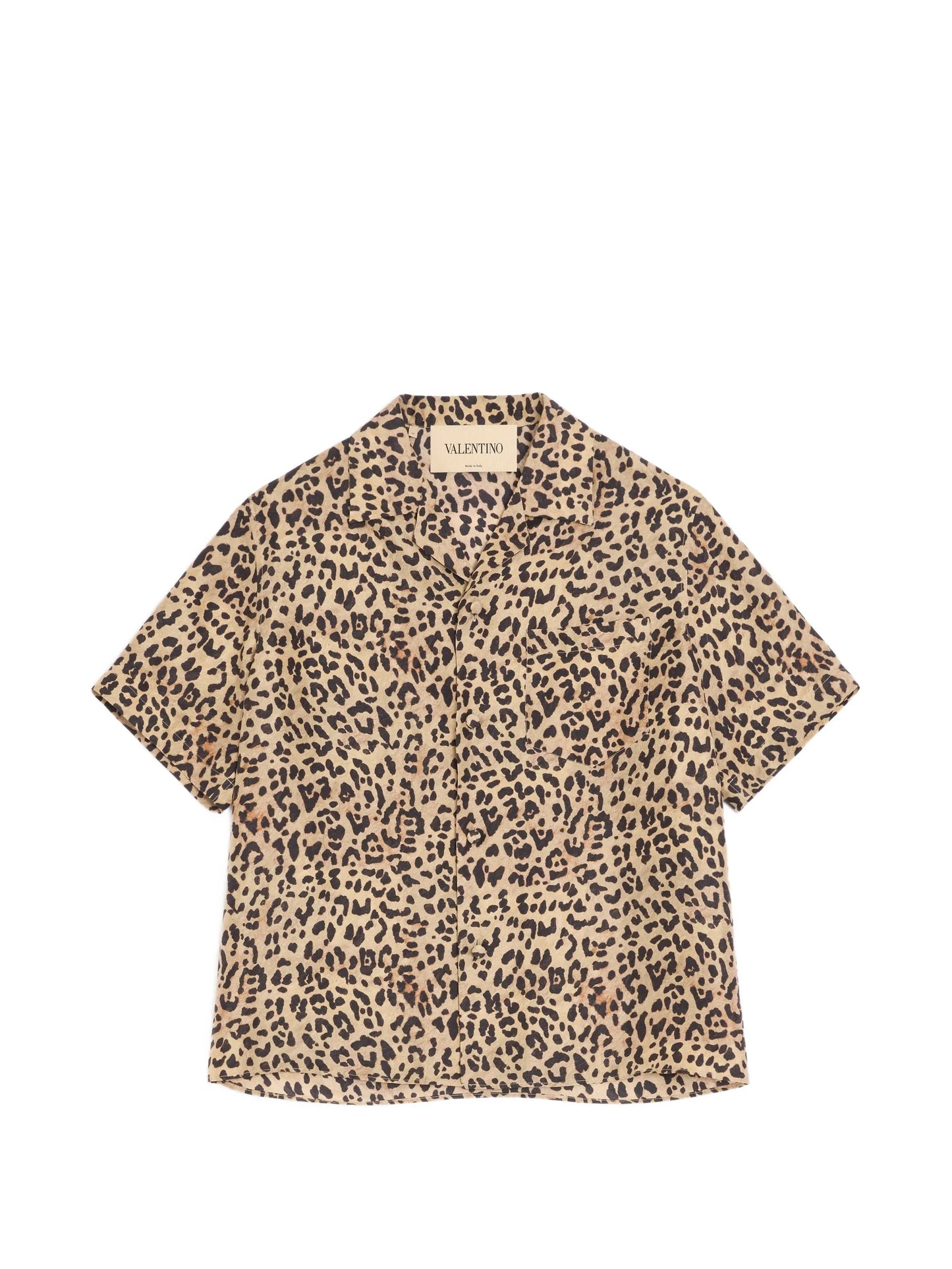 habotai silk bowling shirt with Fauve Eclat Animalier print