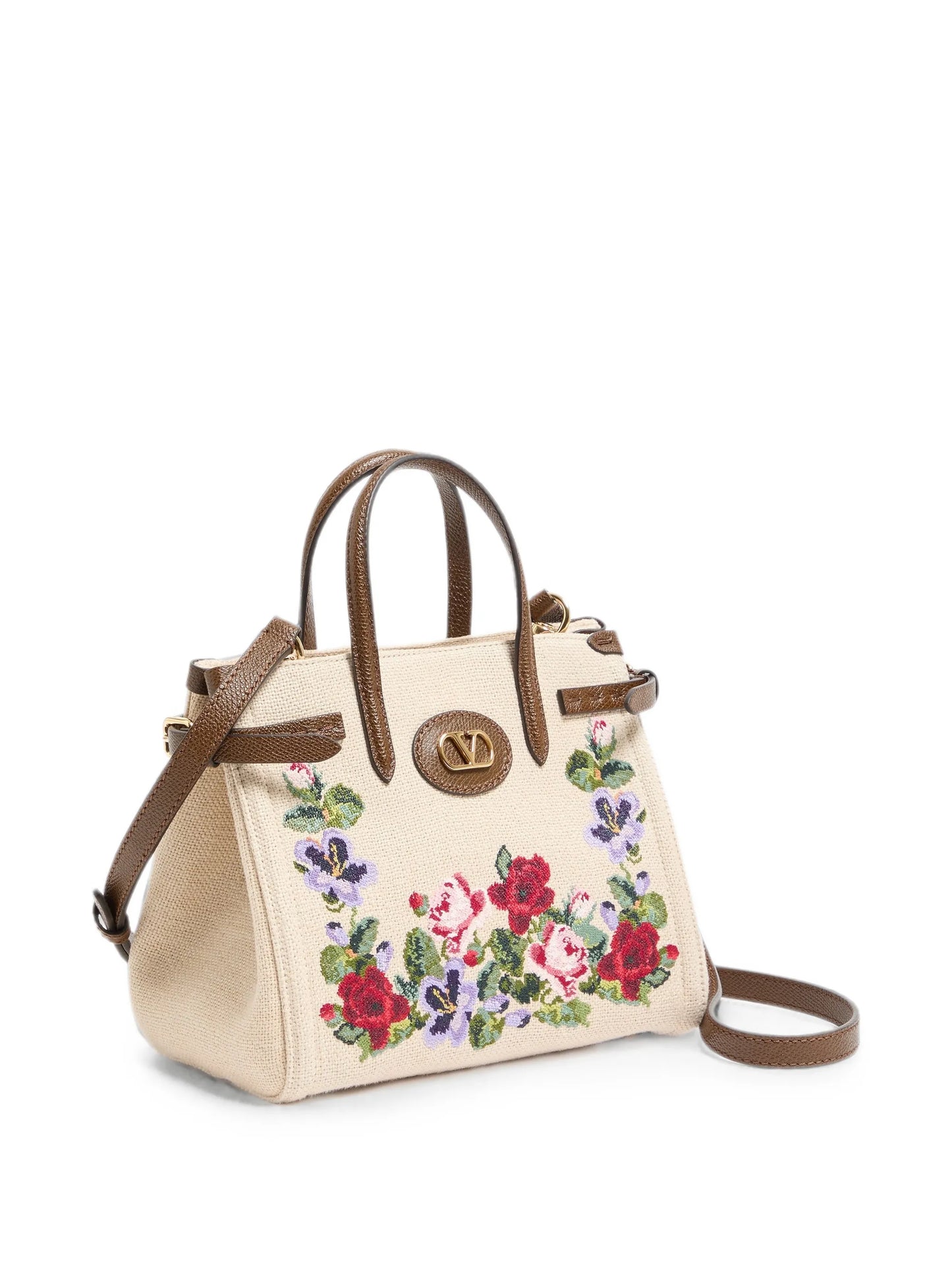 Antibes small embroidered linen shopping bag