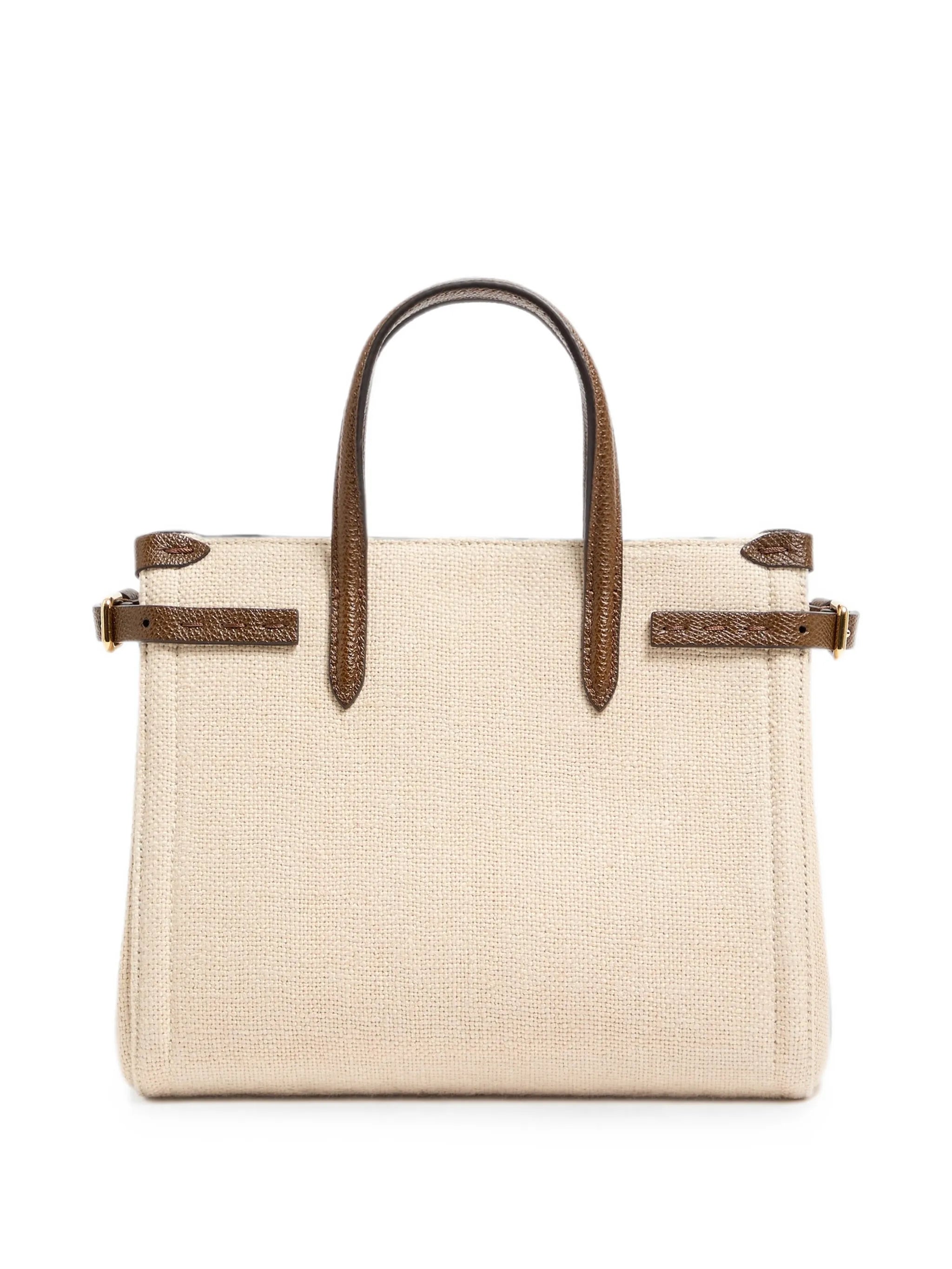 Antibes small embroidered linen shopping bag