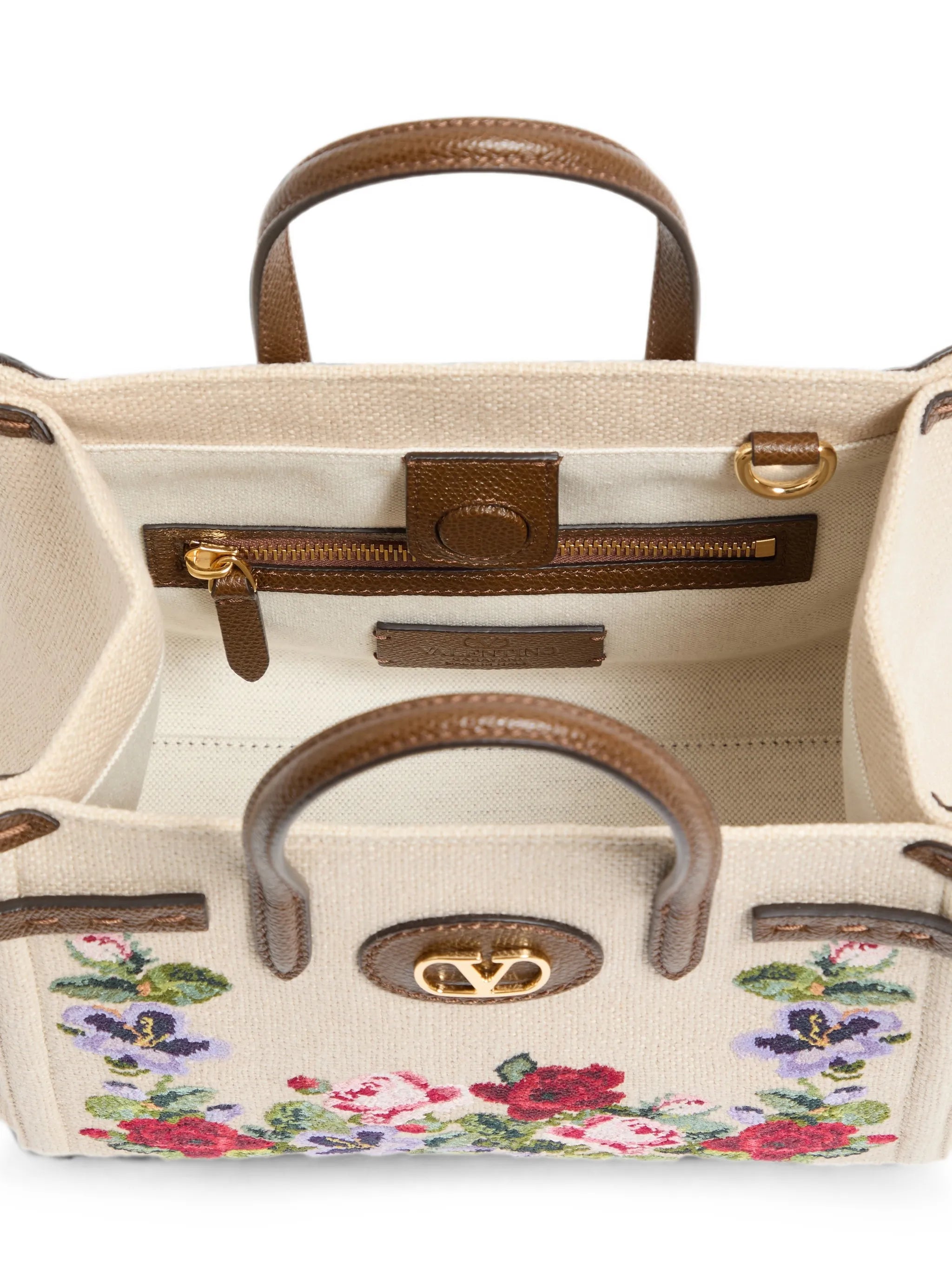 Antibes small embroidered linen shopping bag