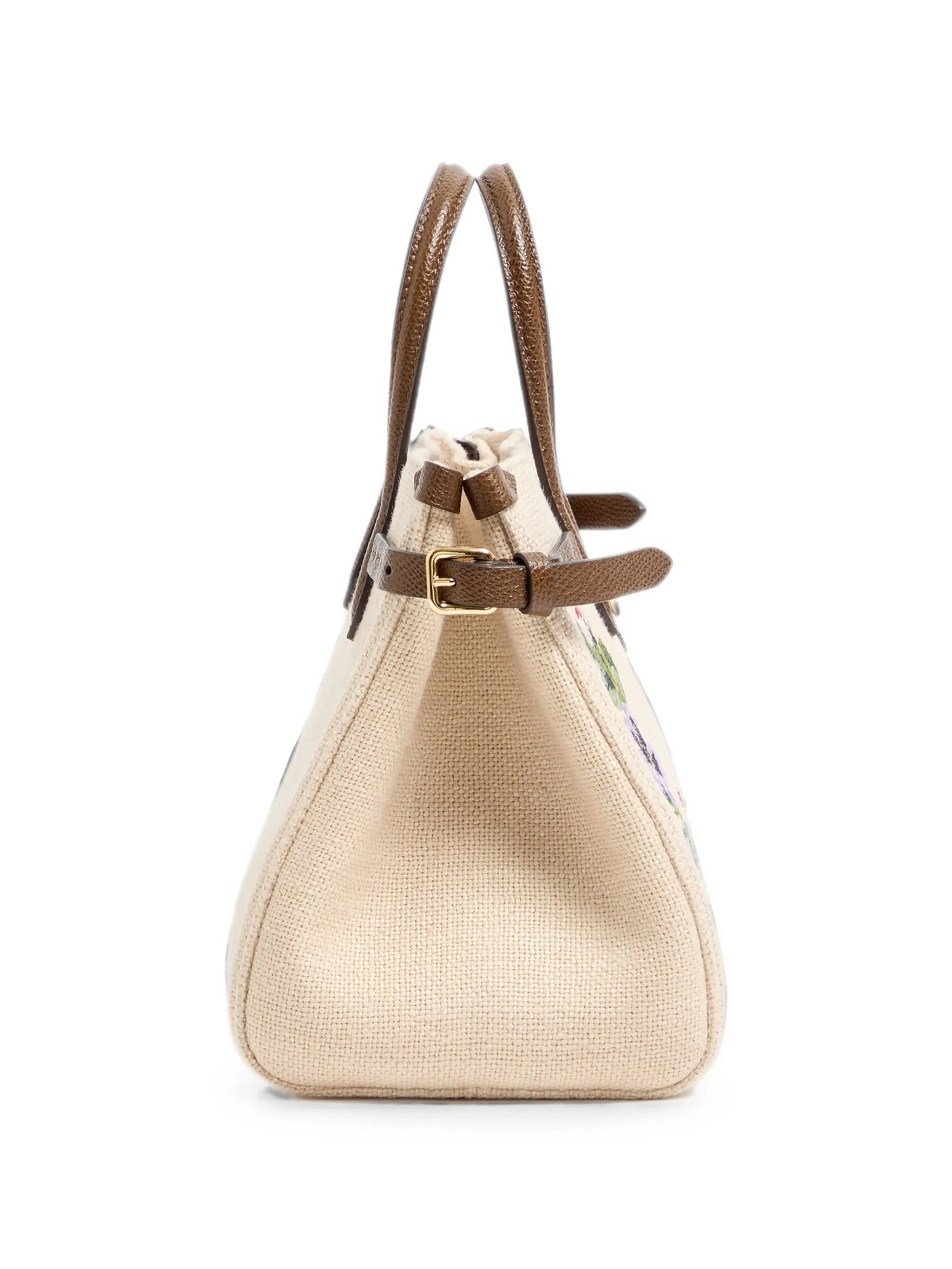 Antibes small embroidered linen shopping bag