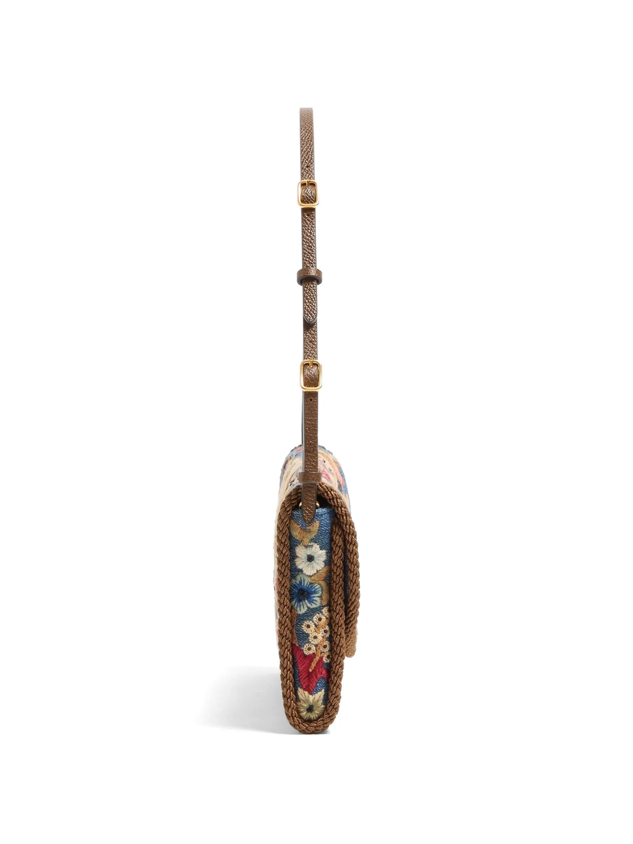 DeVain small embroidered denim shoulder bag
