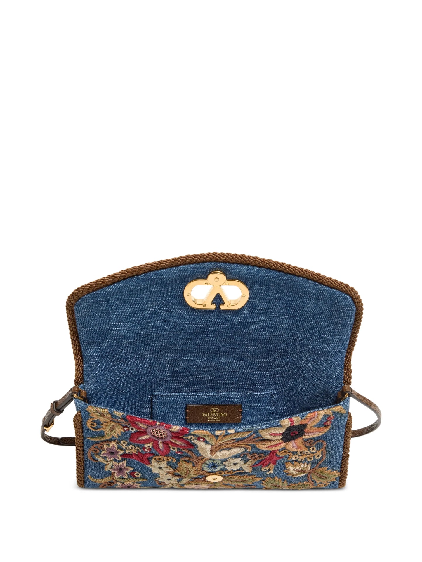 DeVain small embroidered denim shoulder bag