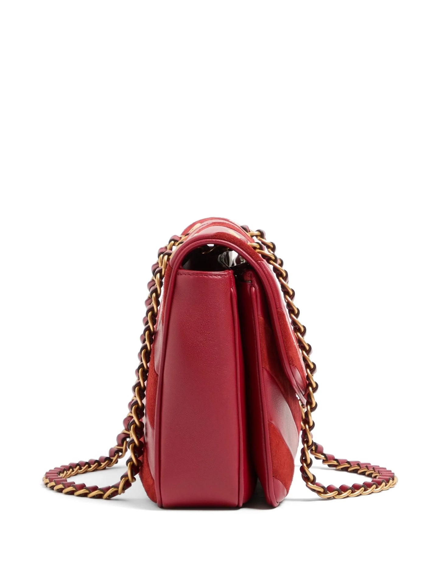 Djuna medium chain bag in suede and nappa with chevron pattern