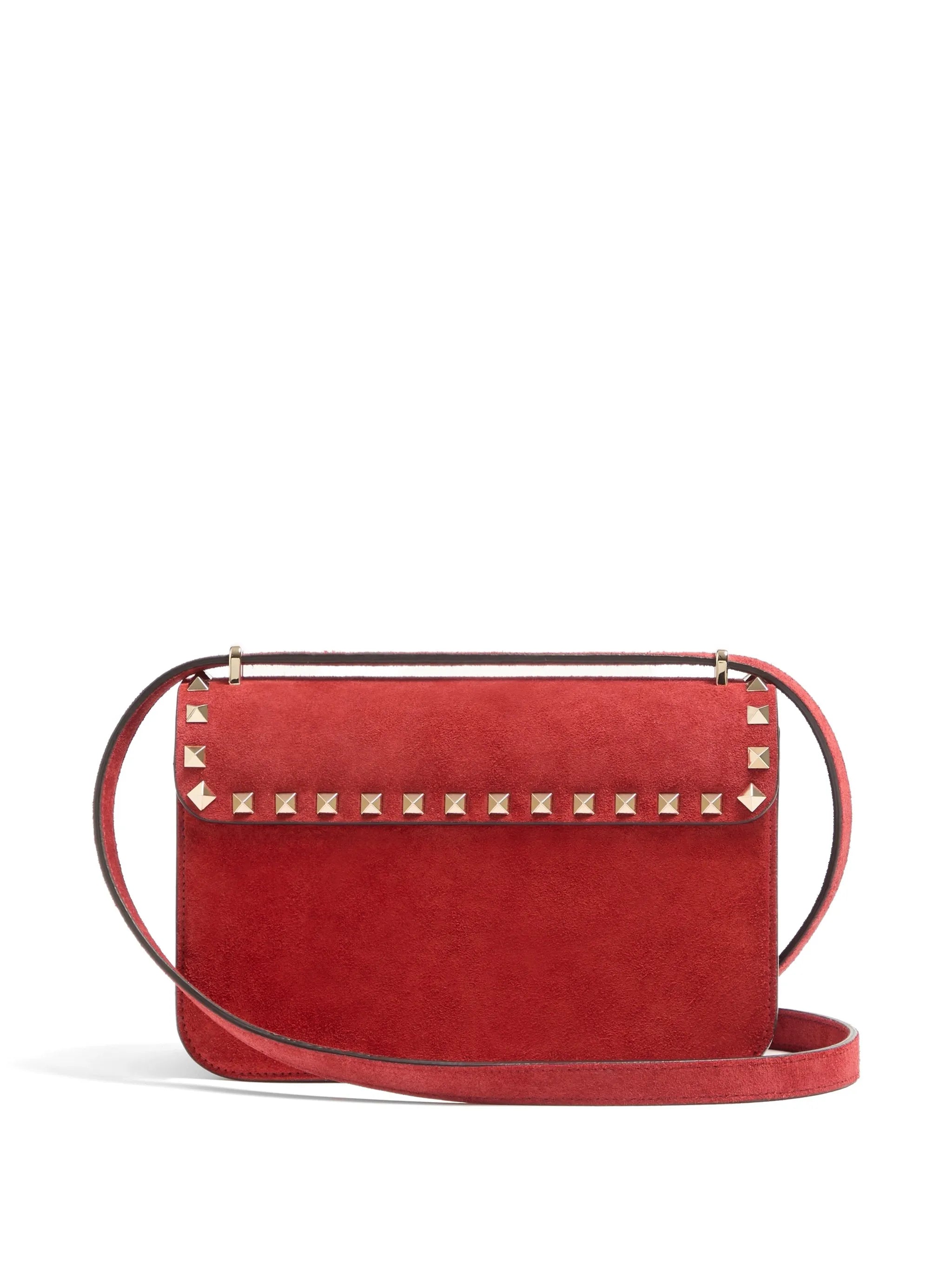 Rockstud small suede crossbody bag