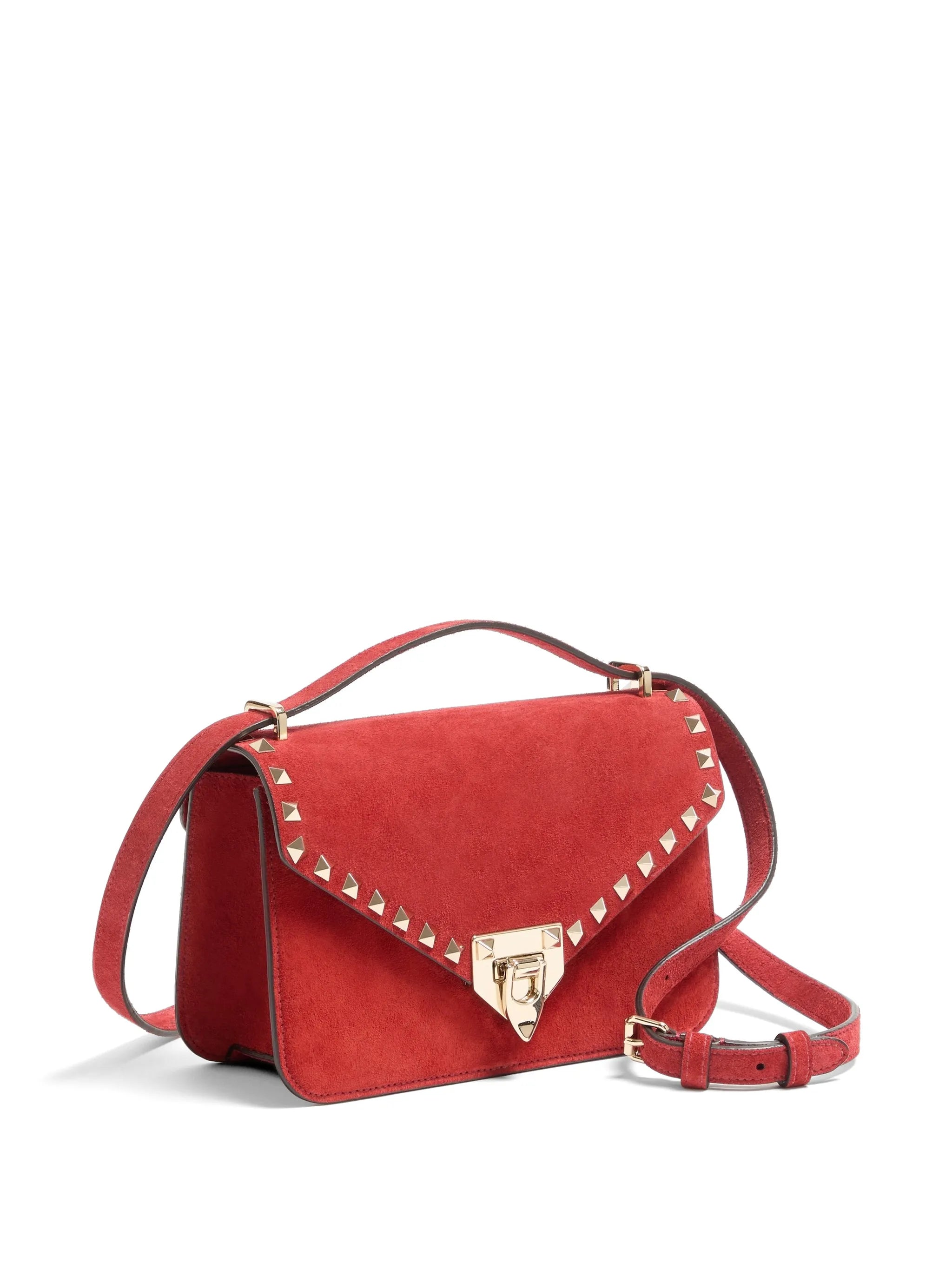 Rockstud small suede crossbody bag