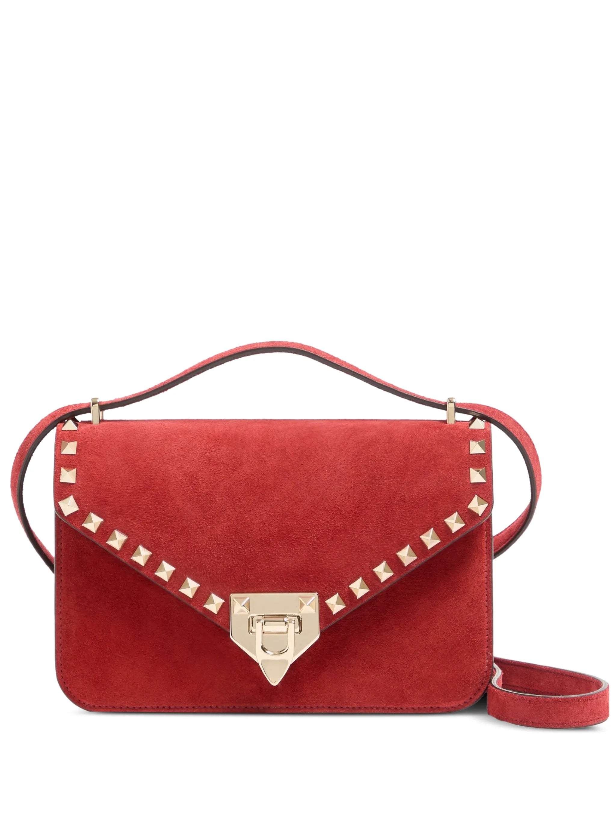 Rockstud small suede crossbody bag