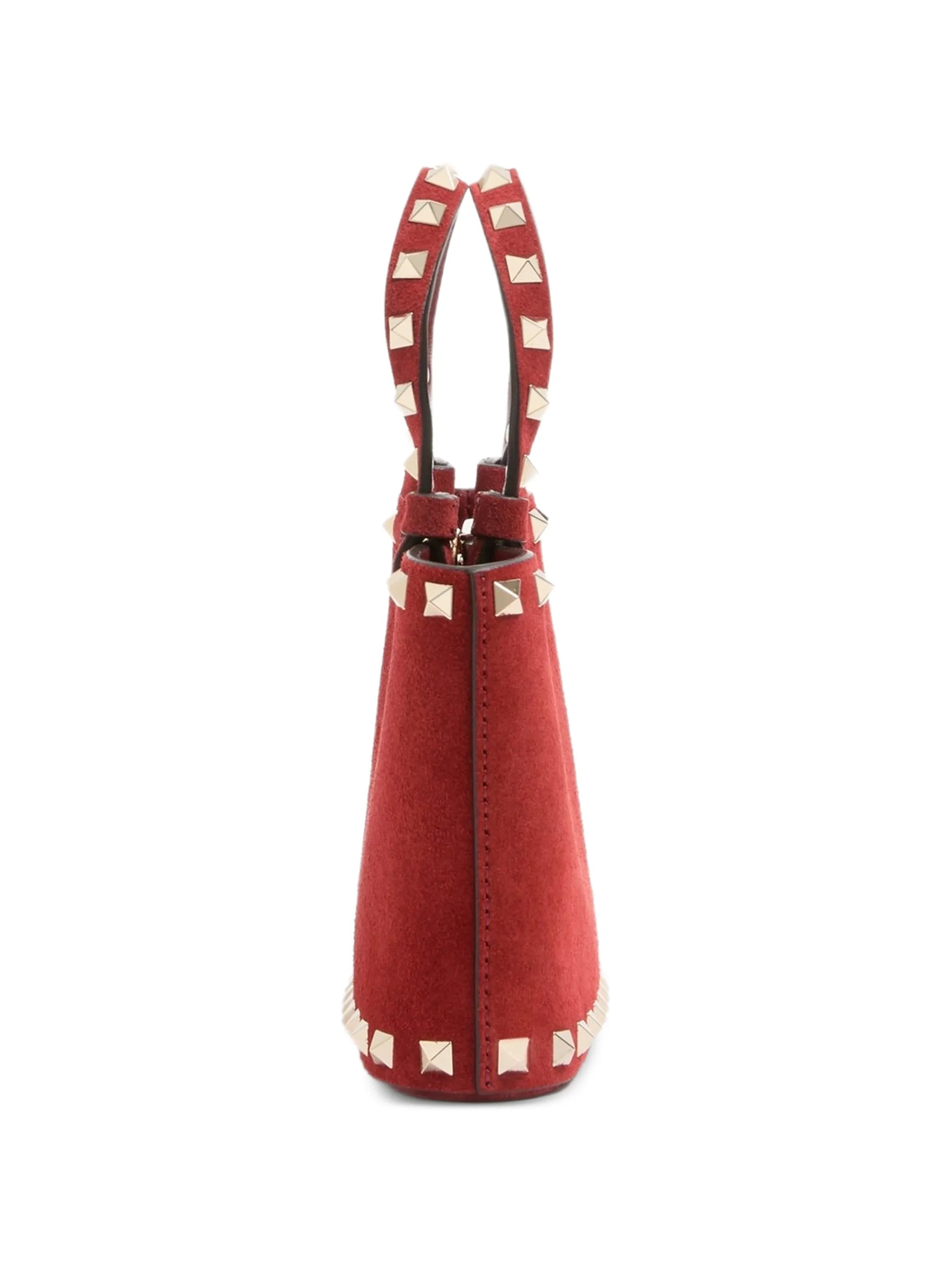 Rockstud mini suede shopping bag