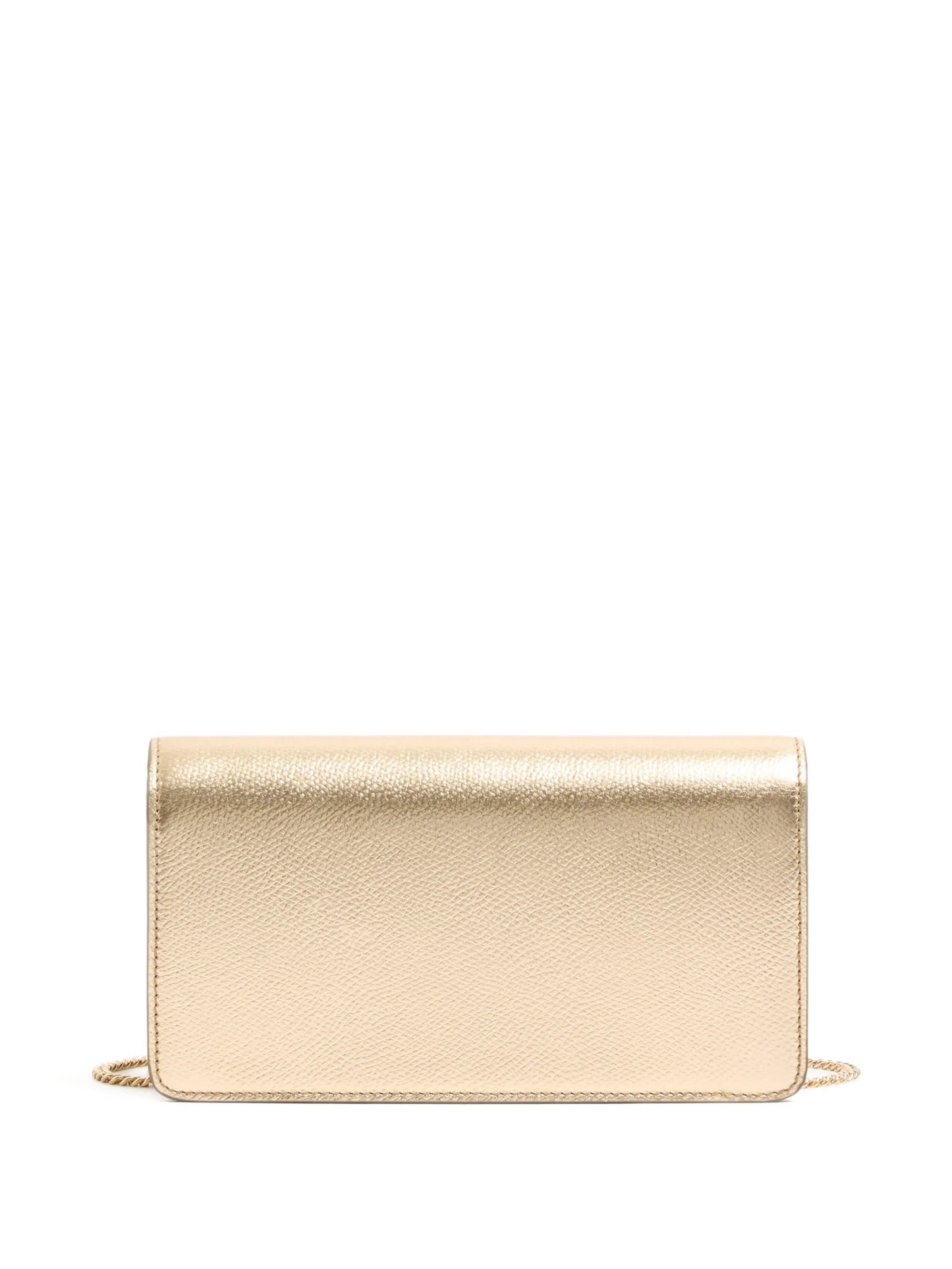 Vlogo Signature mini shoulder bag in laminated grainy calfskin with jewel logo