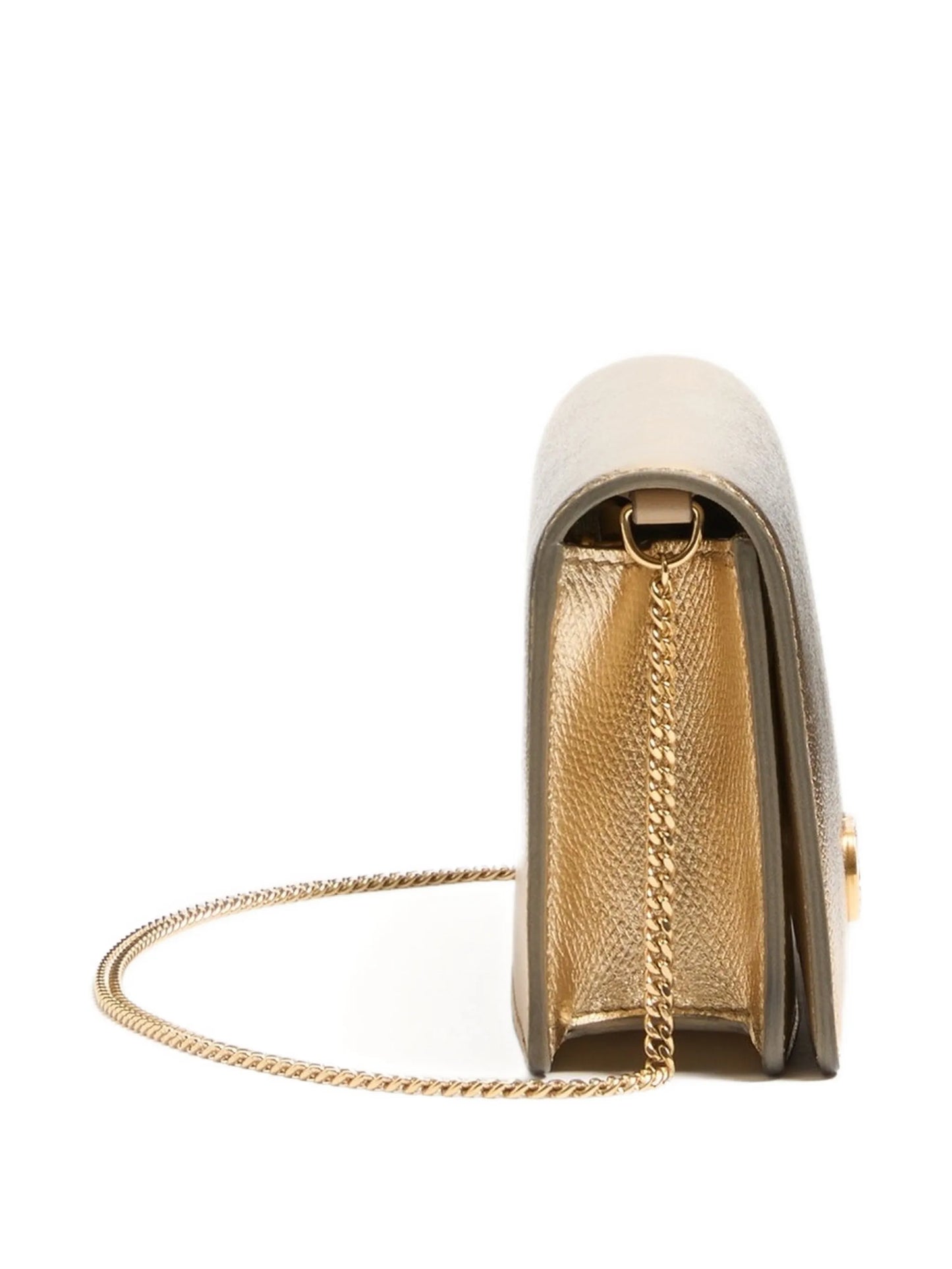 Vlogo Signature mini shoulder bag in laminated grainy calfskin with jewel logo