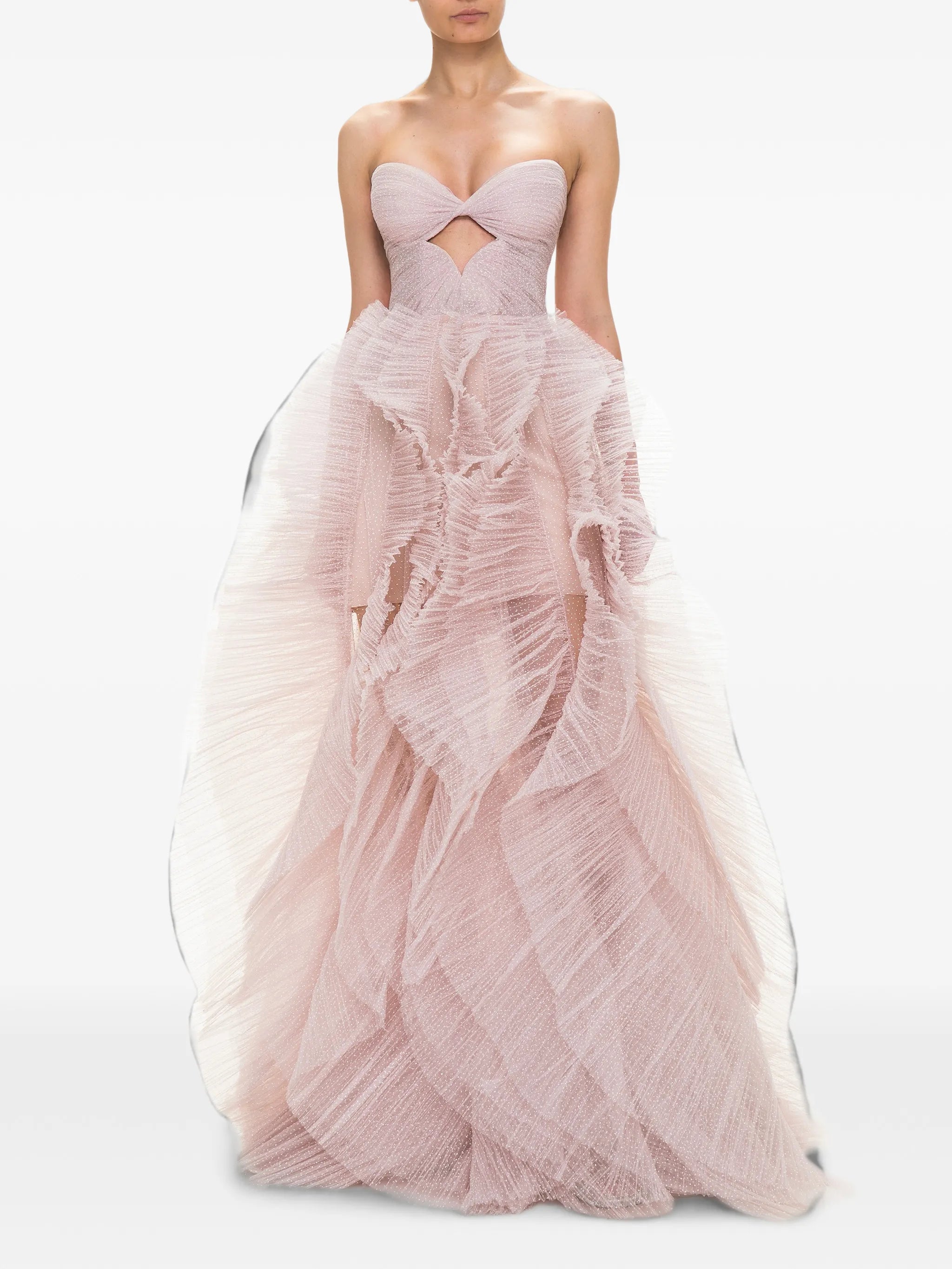 ruffled lace-up maxi dress