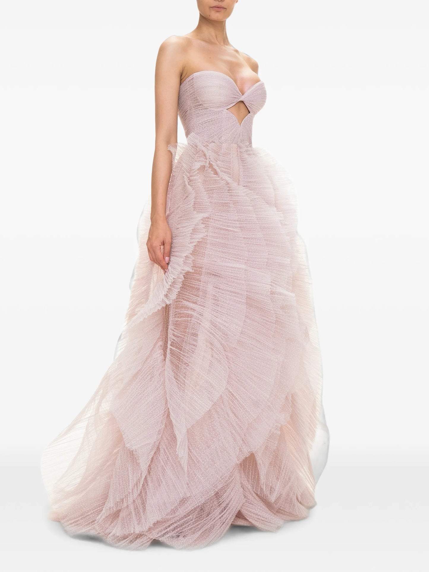 ruffled lace-up maxi dress