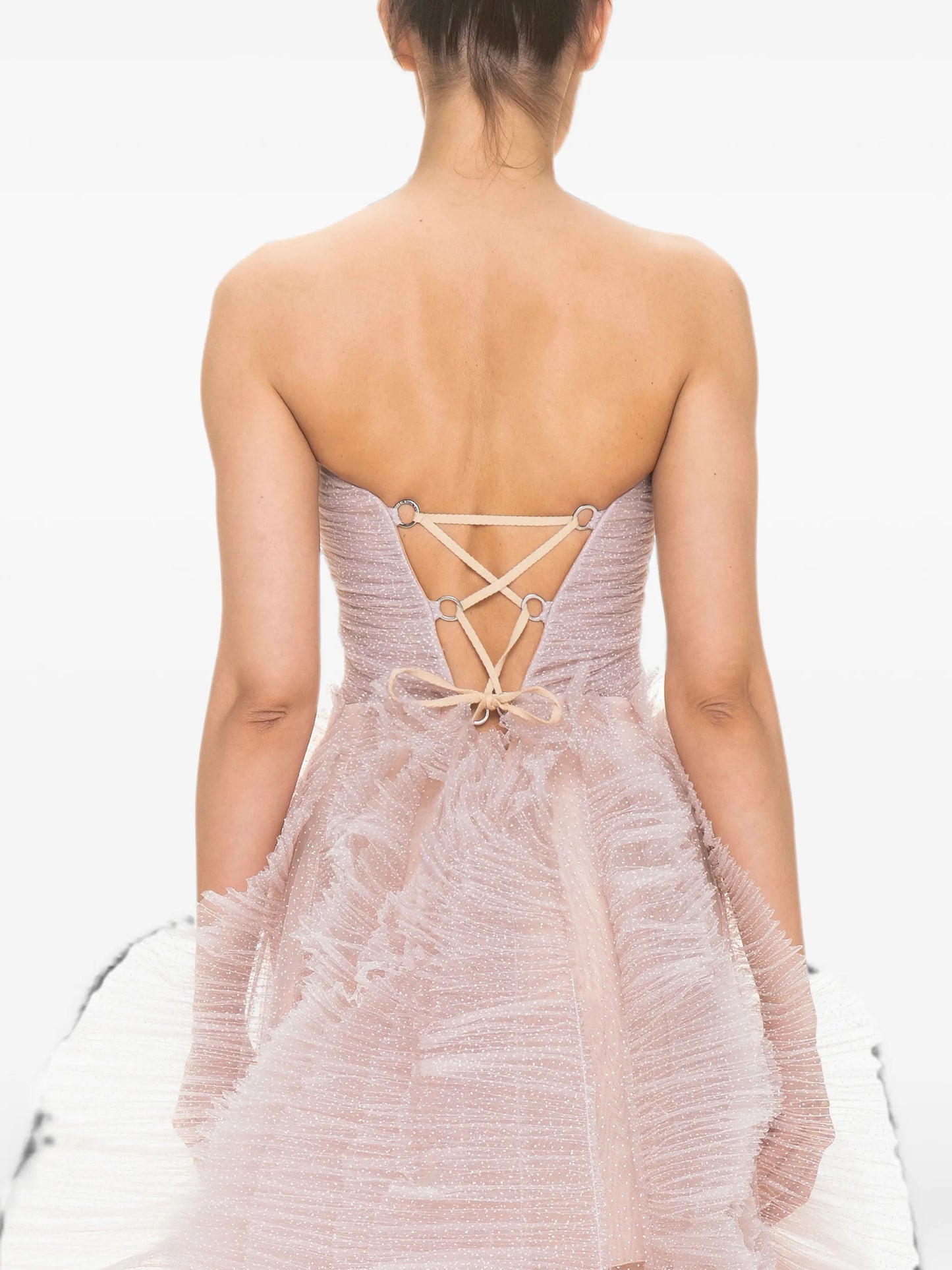 ruffled lace-up maxi dress
