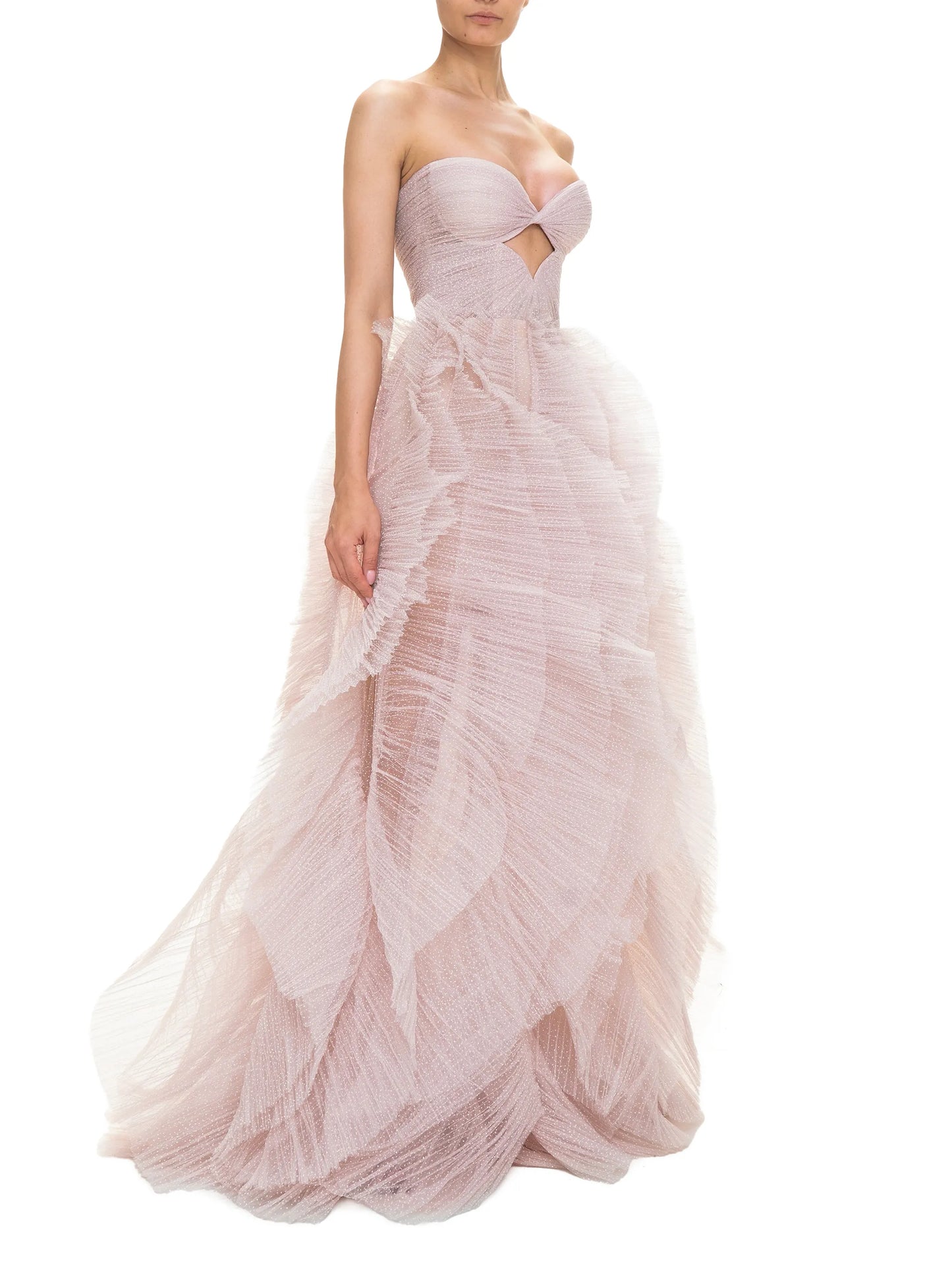 ruffled lace-up maxi dress