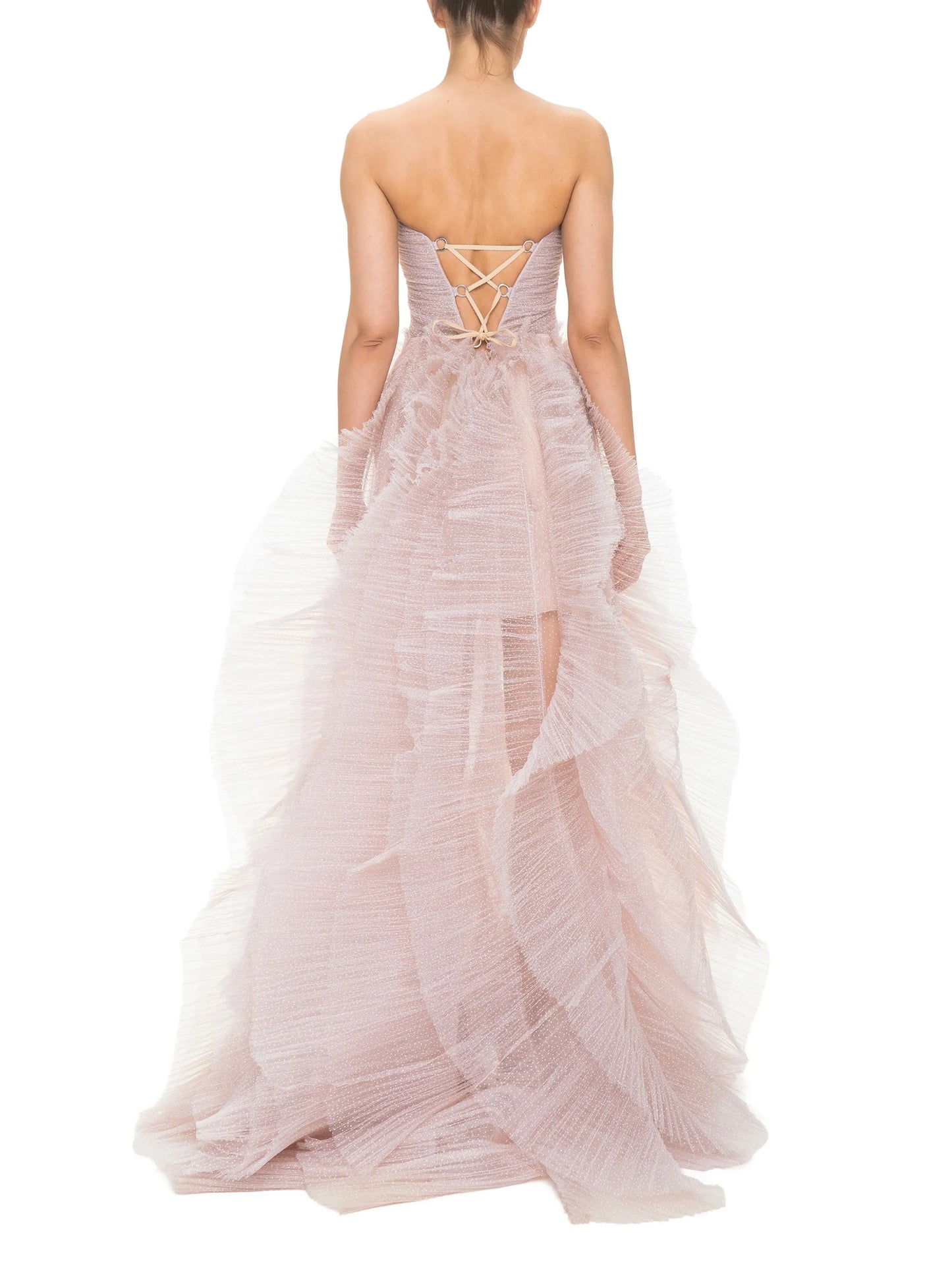 ruffled lace-up maxi dress