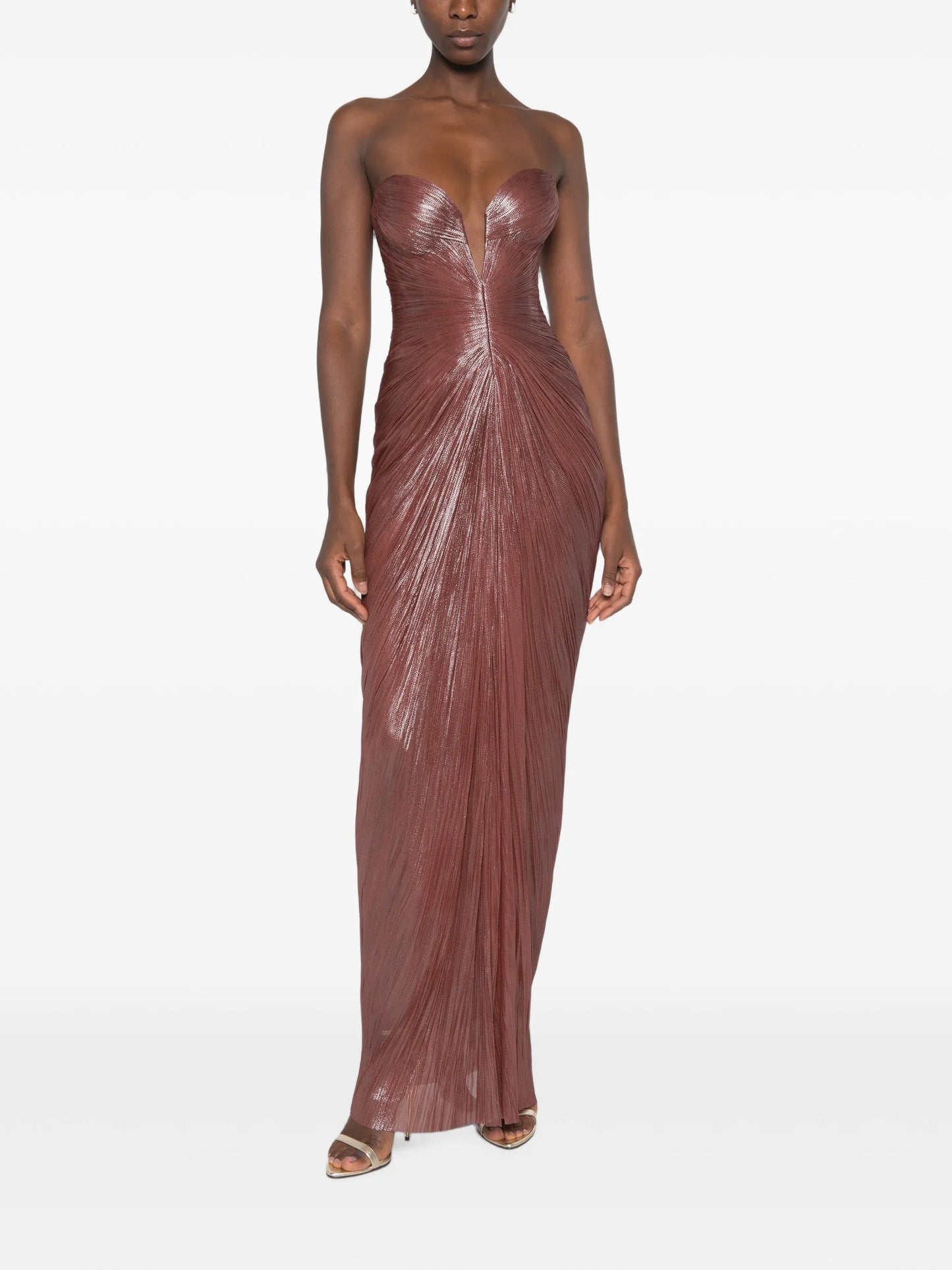 Alessandra pleated strapless maxi dress