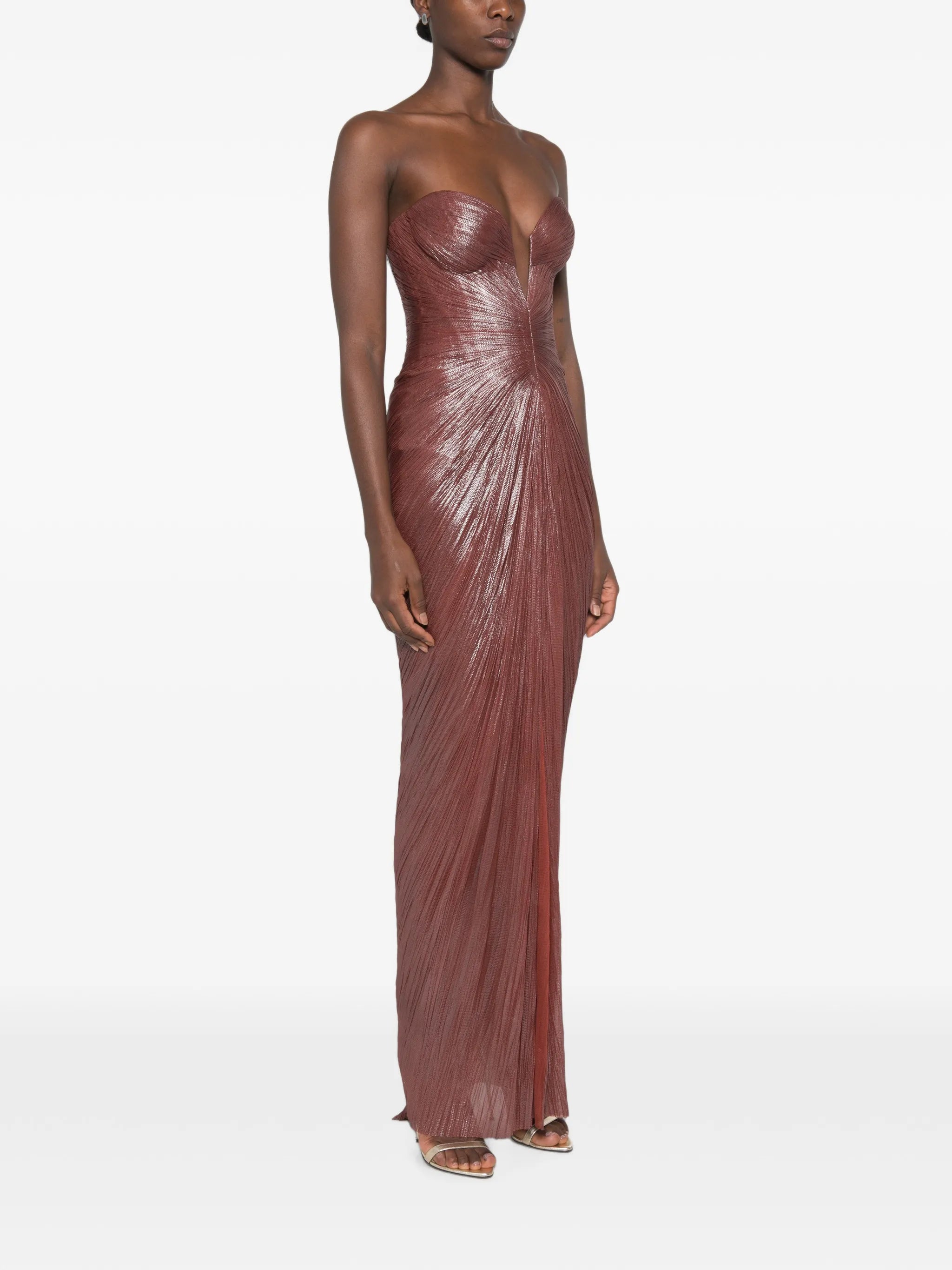 Alessandra pleated strapless maxi dress