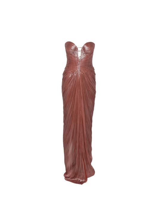 Alessandra pleated strapless maxi dress