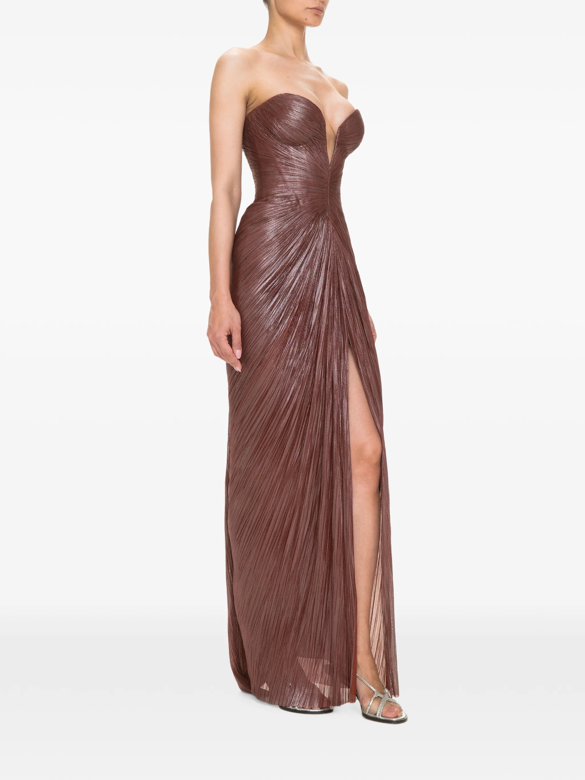 Alessandra pleated strapless maxi dress
