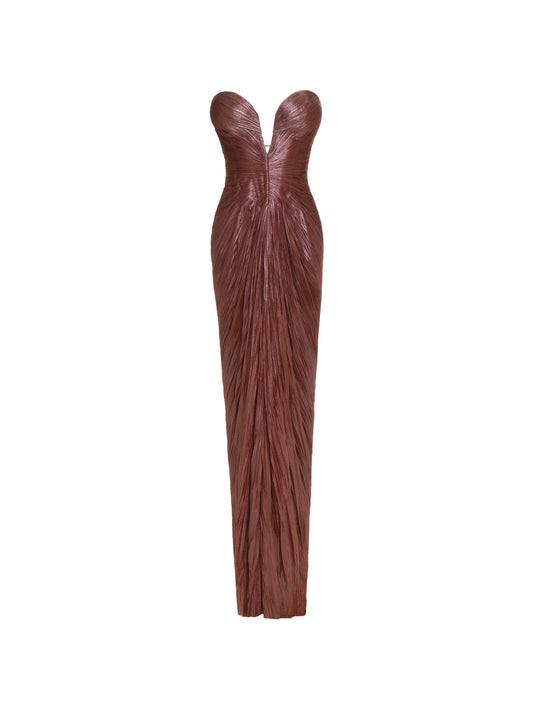Alessandra pleated strapless maxi dress