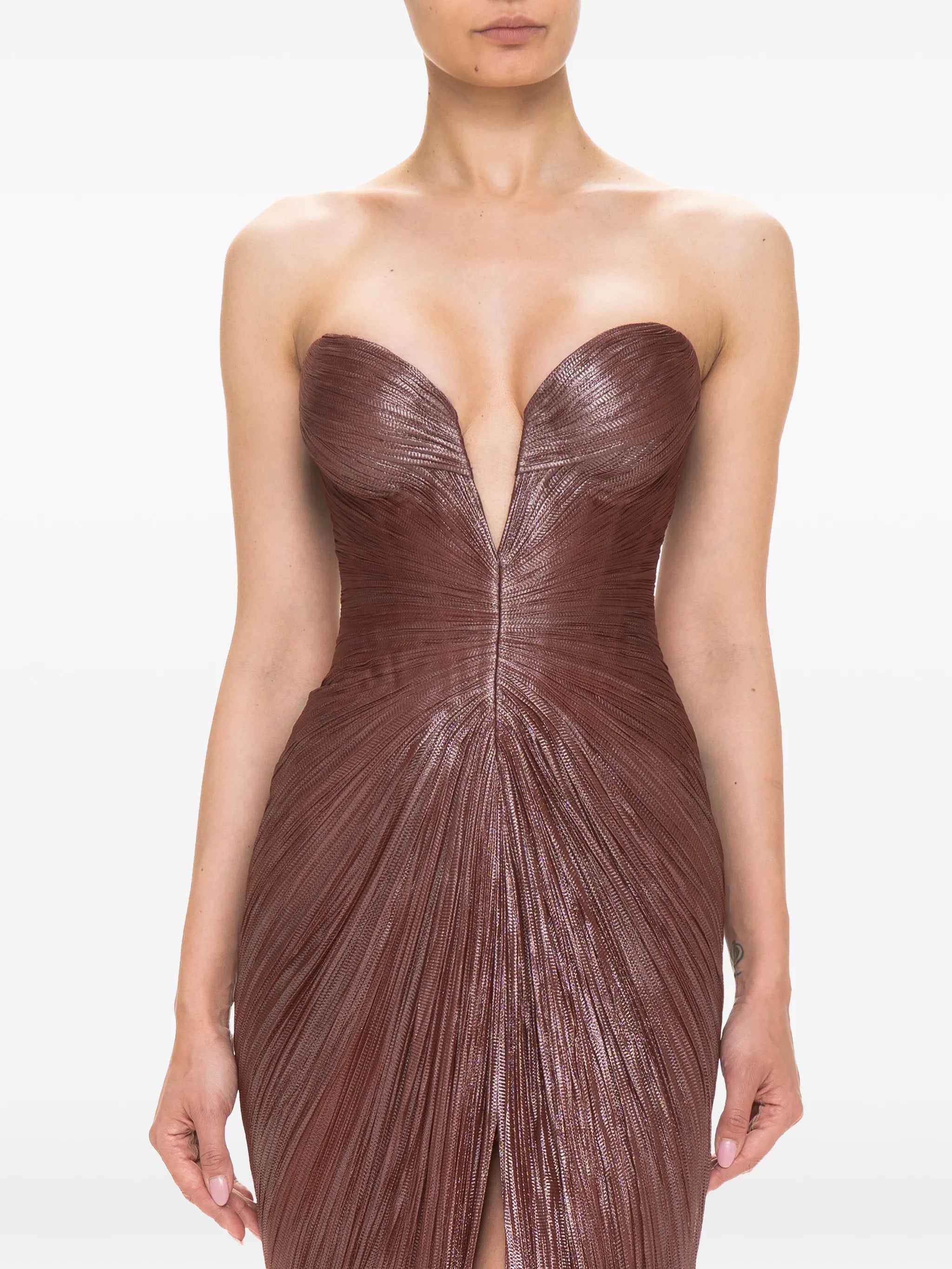 Alessandra pleated strapless maxi dress
