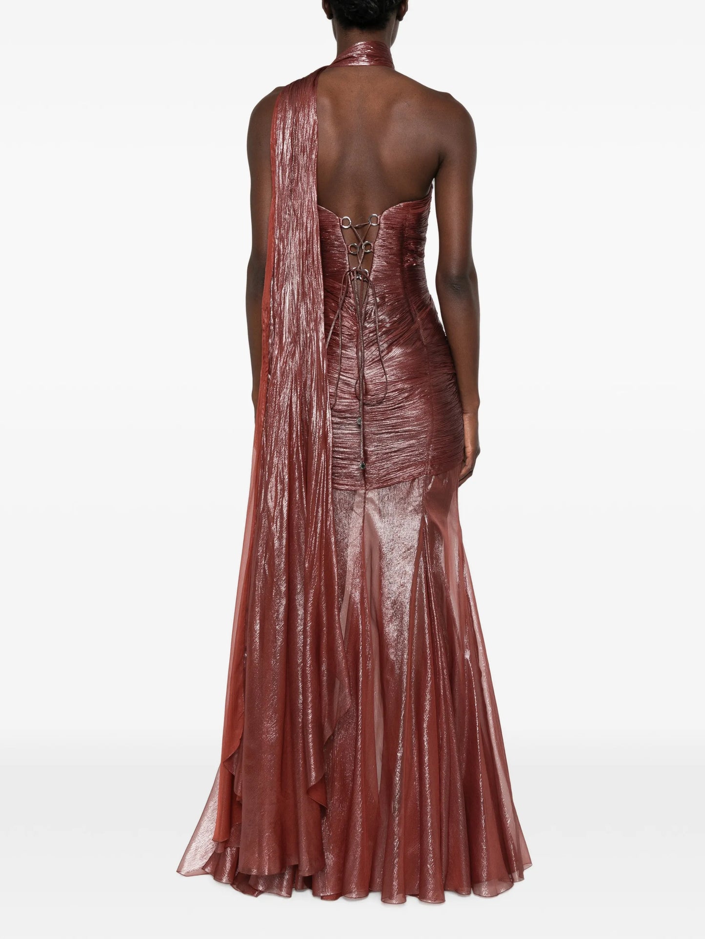 Marimar ruched metallic-finish maxi dress