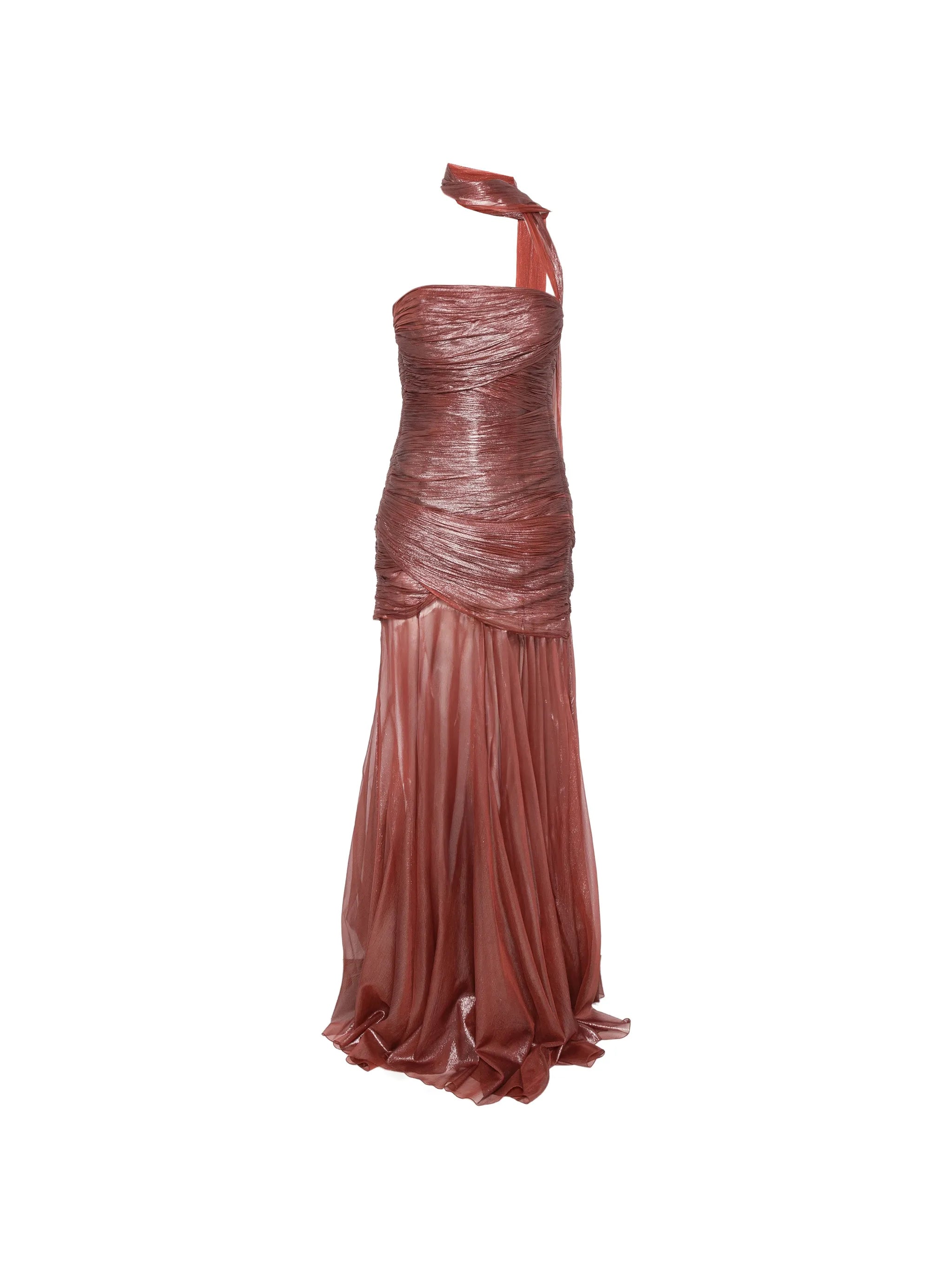 Marimar ruched metallic-finish maxi dress