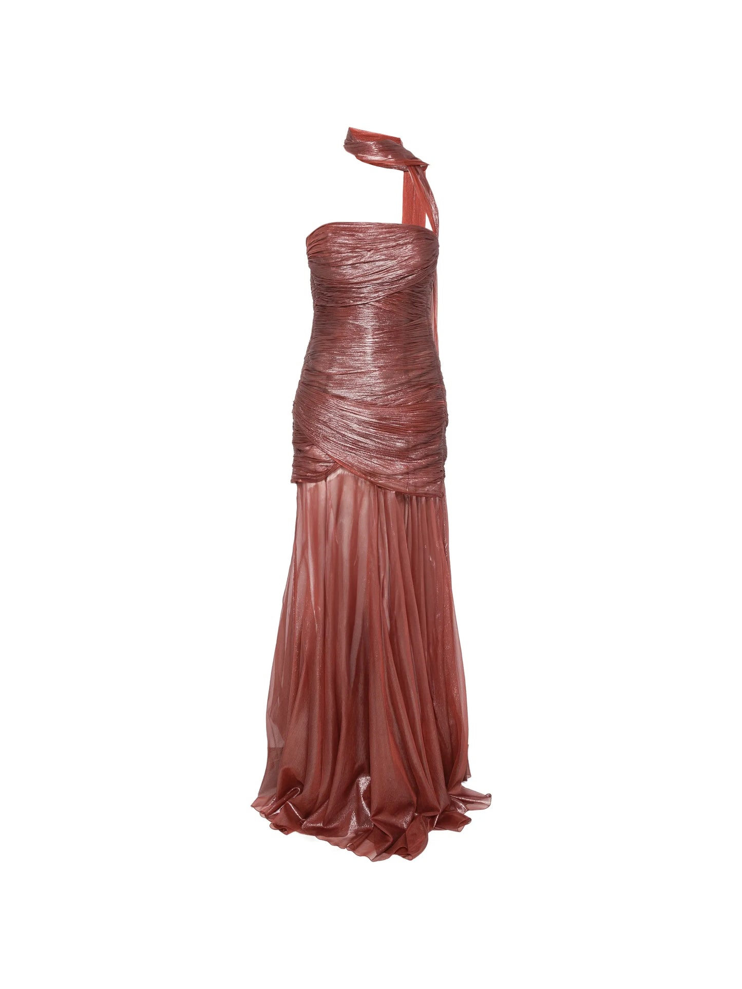 Marimar ruched metallic-finish maxi dress