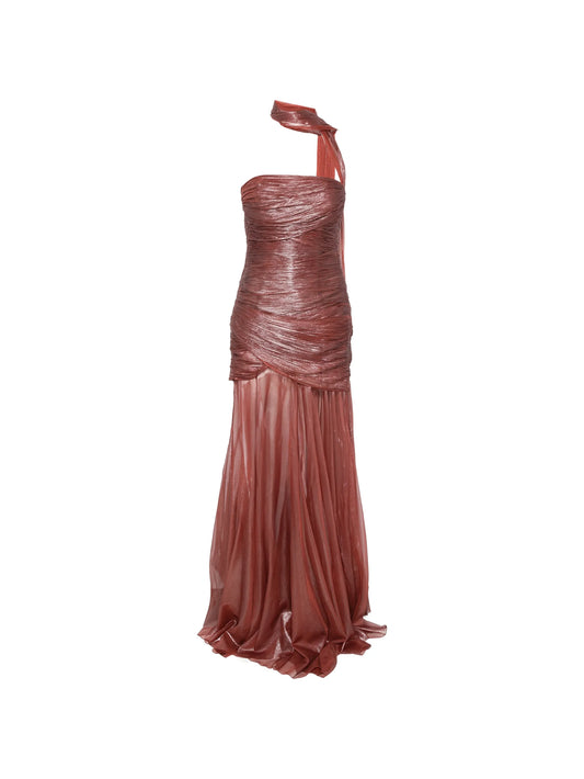 Marimar ruched metallic-finish maxi dress