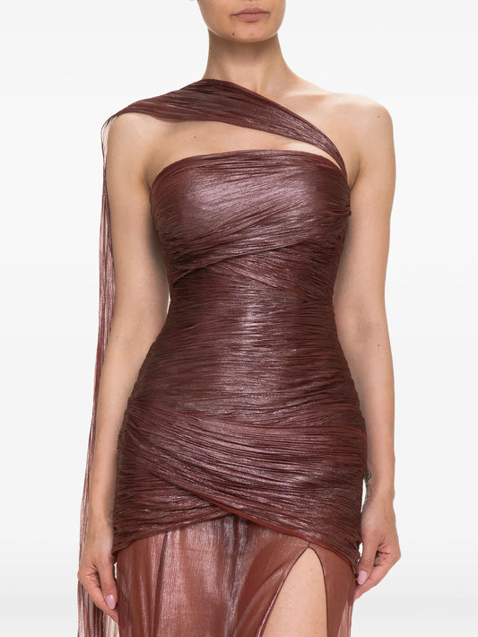 Marimar ruched metallic-finish maxi dress