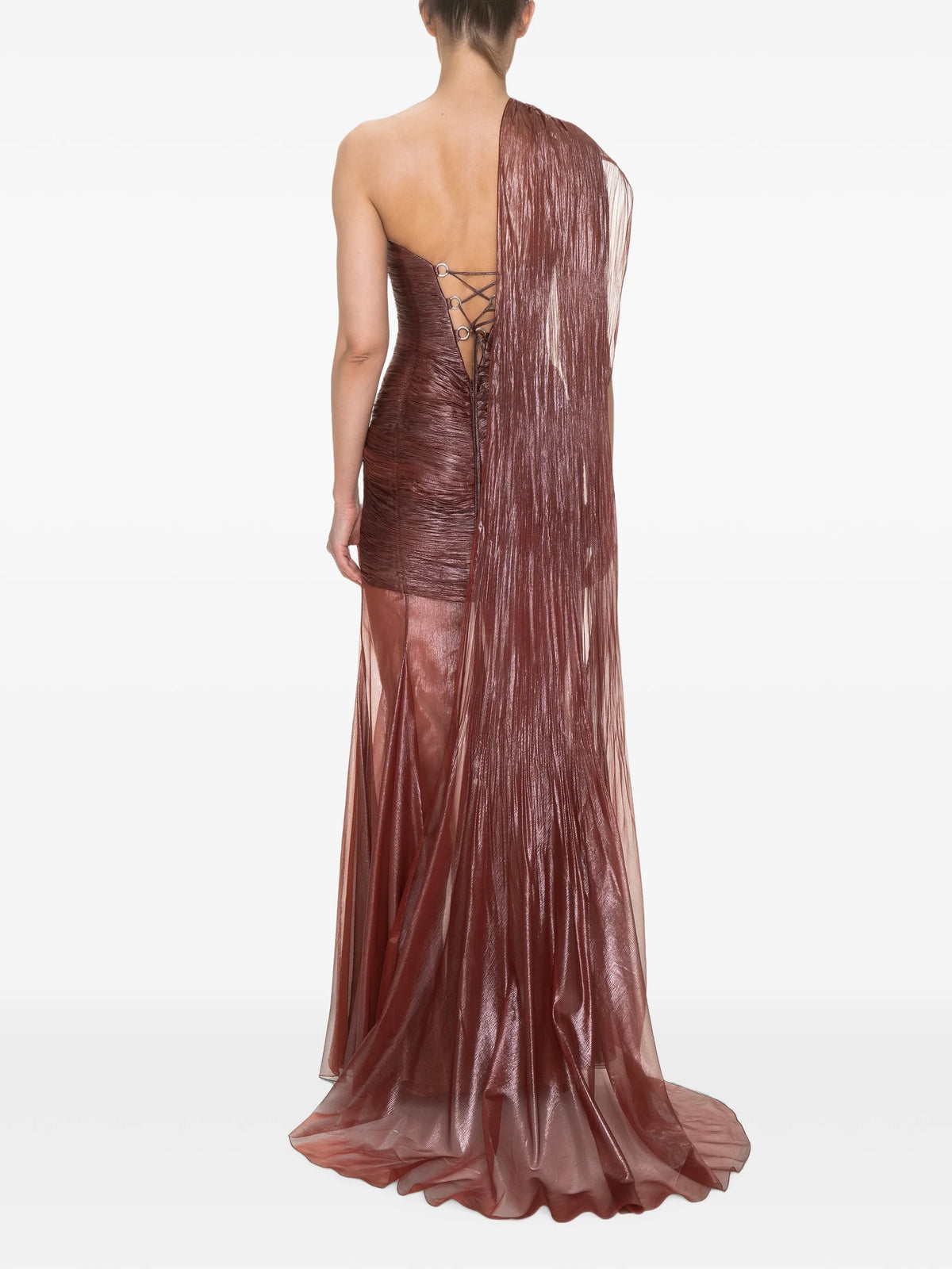 Marimar ruched metallic-finish maxi dress