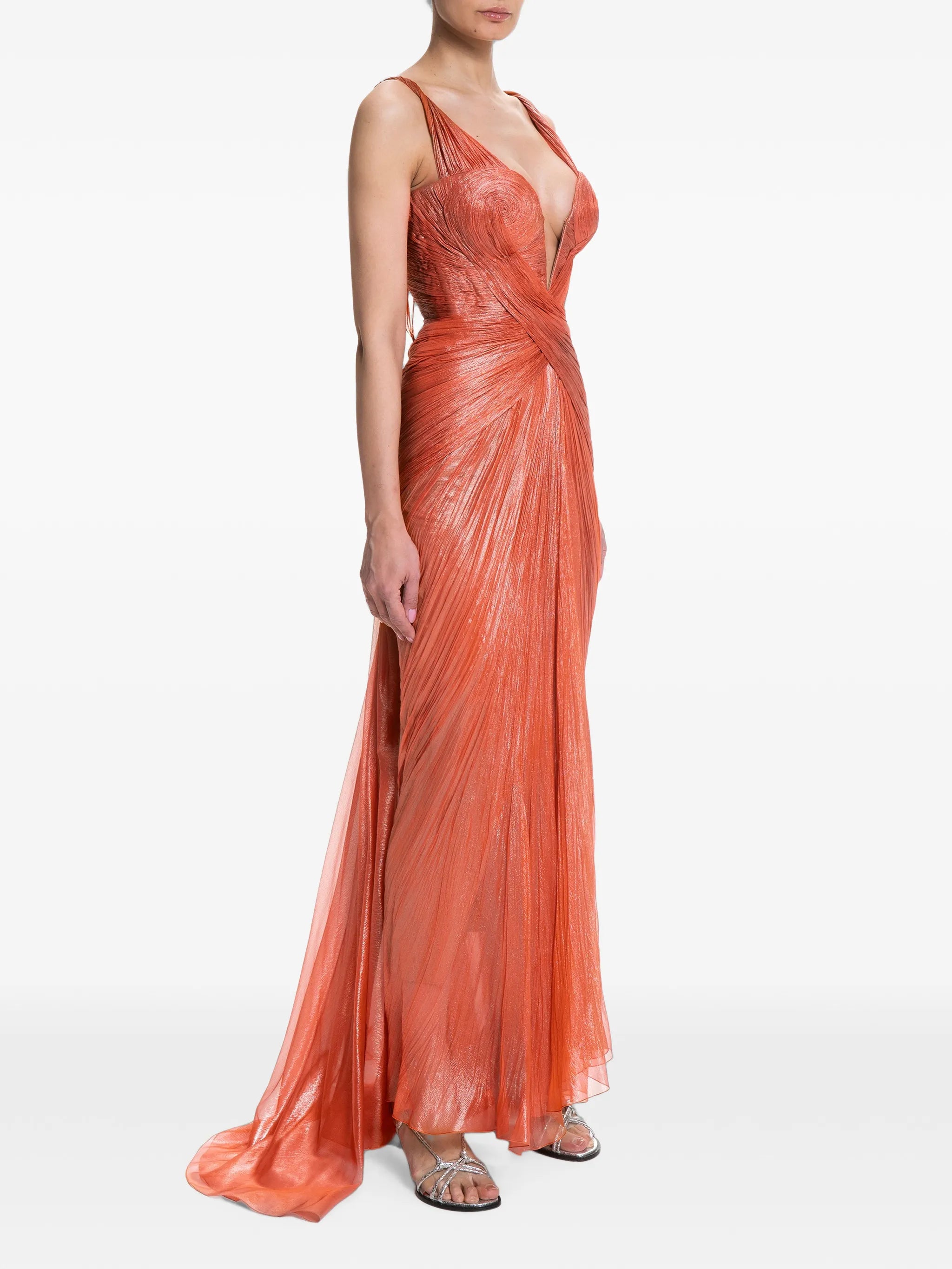Corinna draped lace-up maxi dress