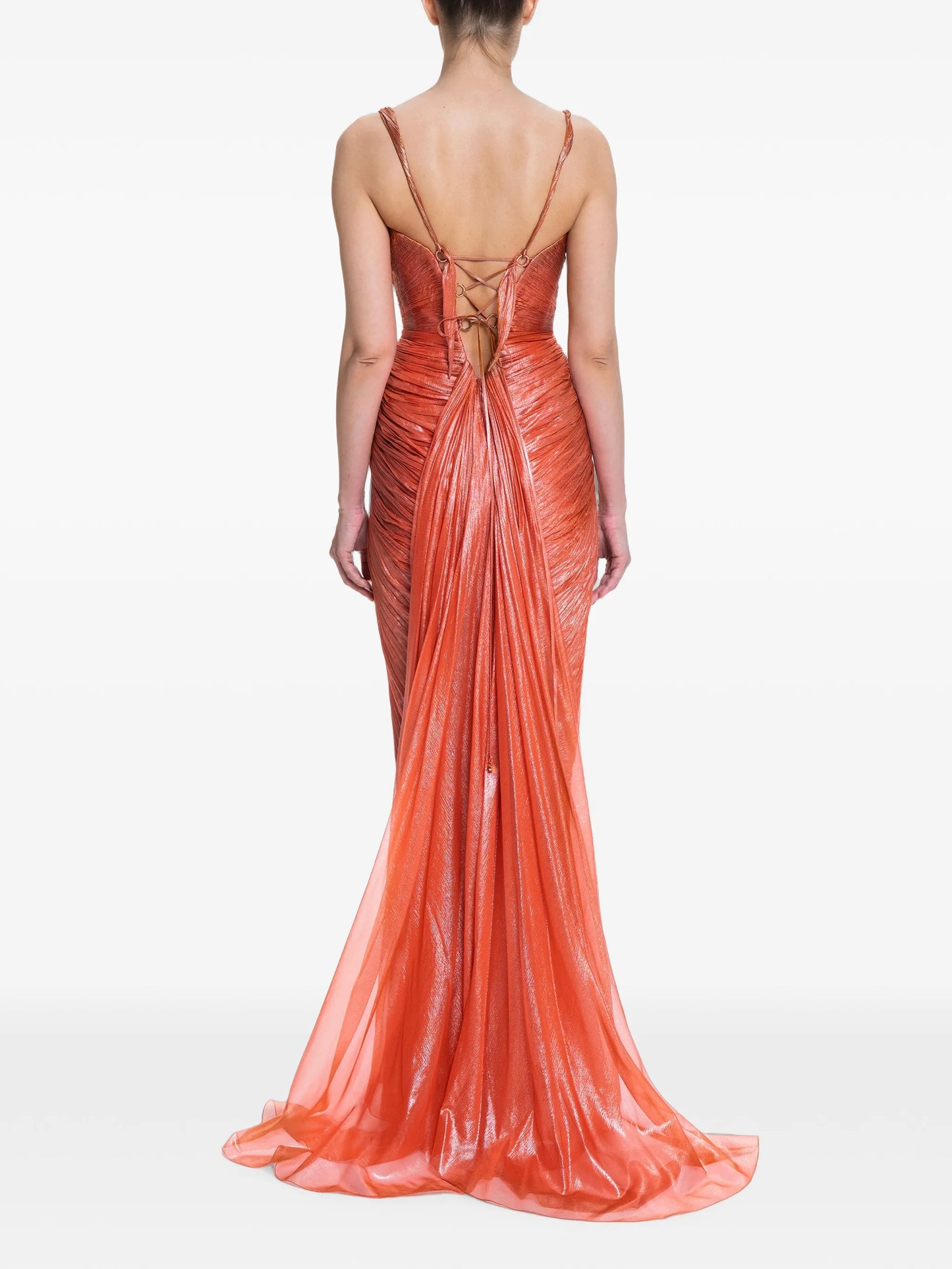 Corinna draped lace-up maxi dress
