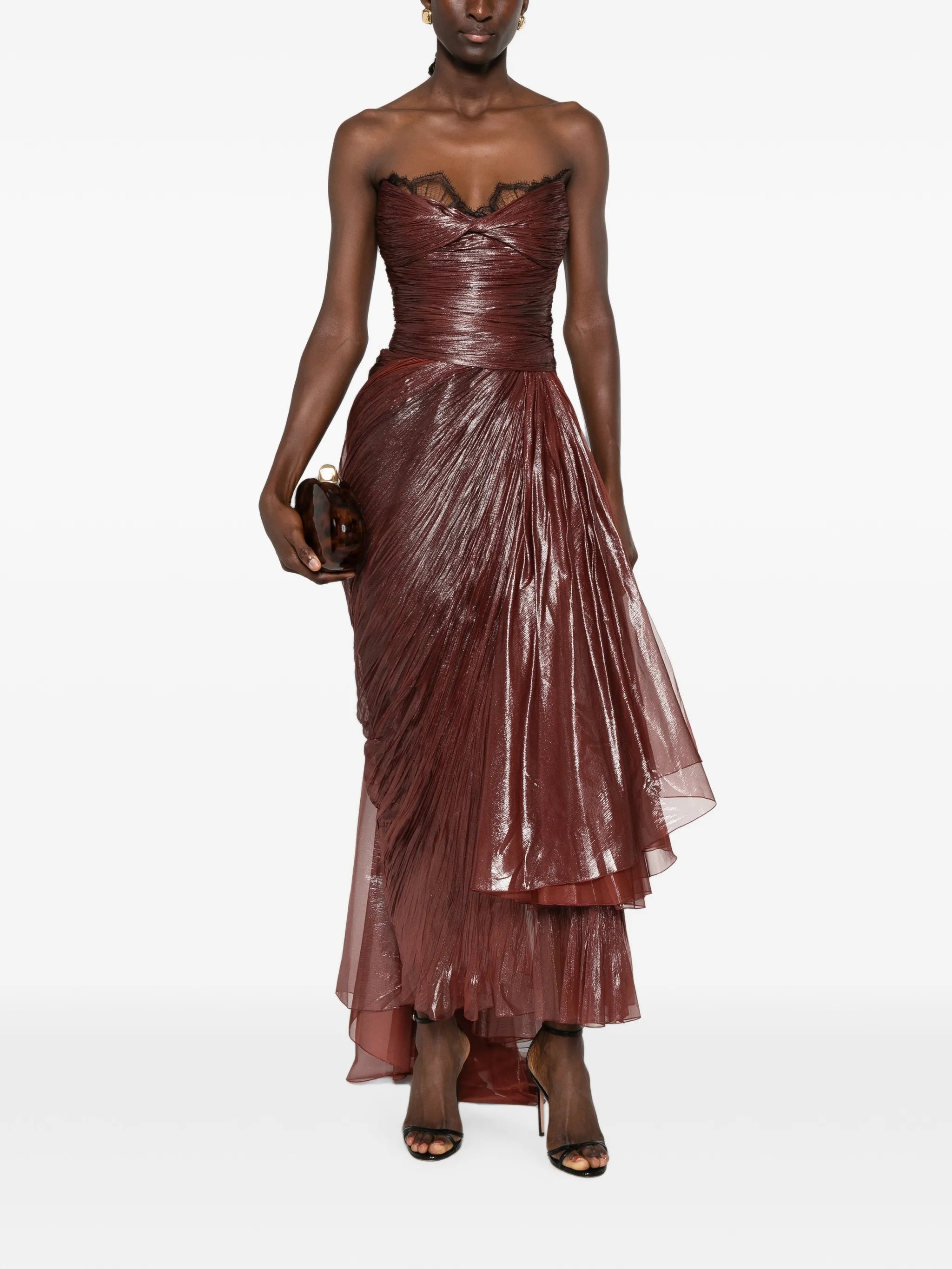 Jolie lace-trim pleated dress