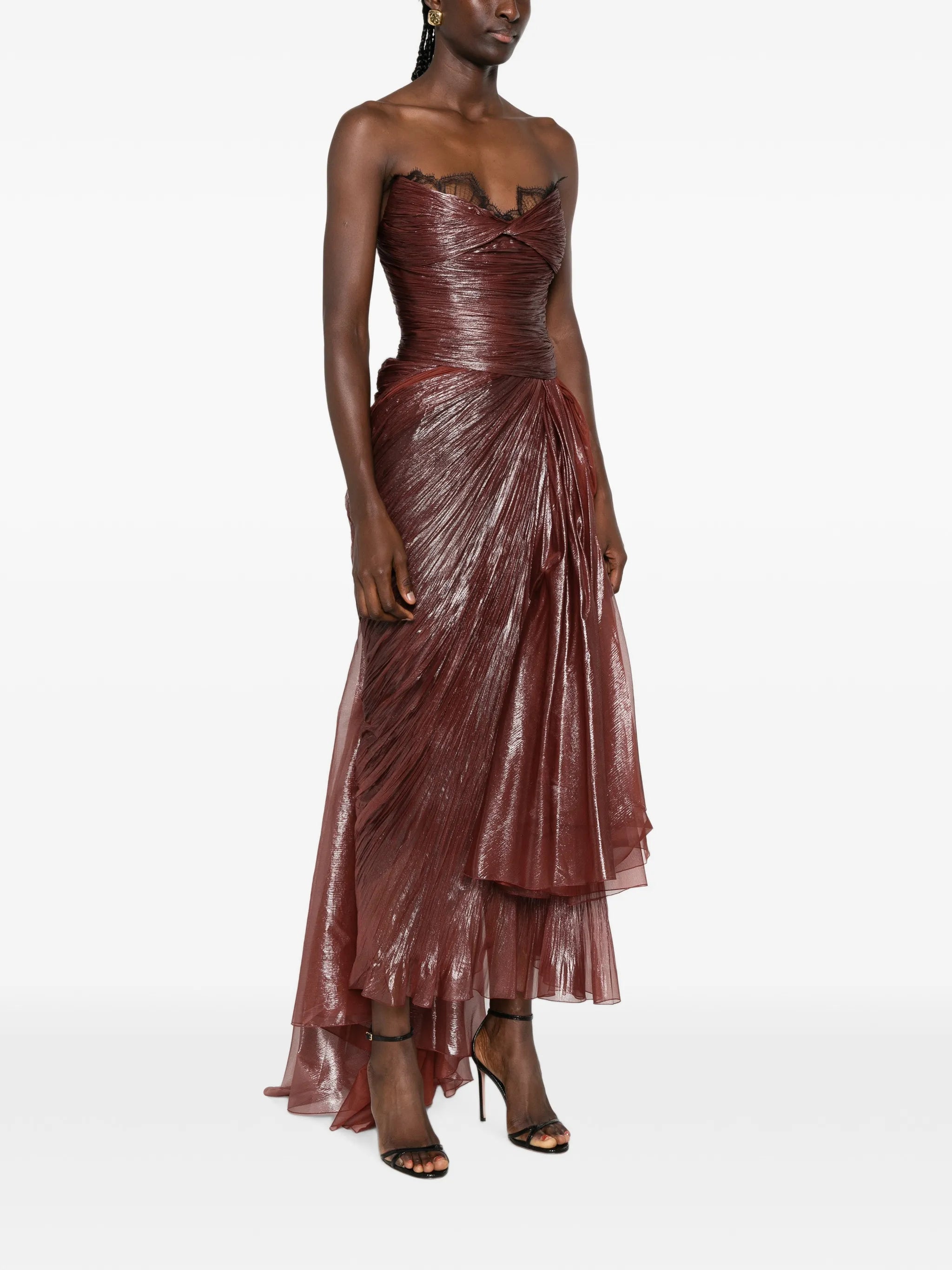 Jolie lace-trim pleated dress
