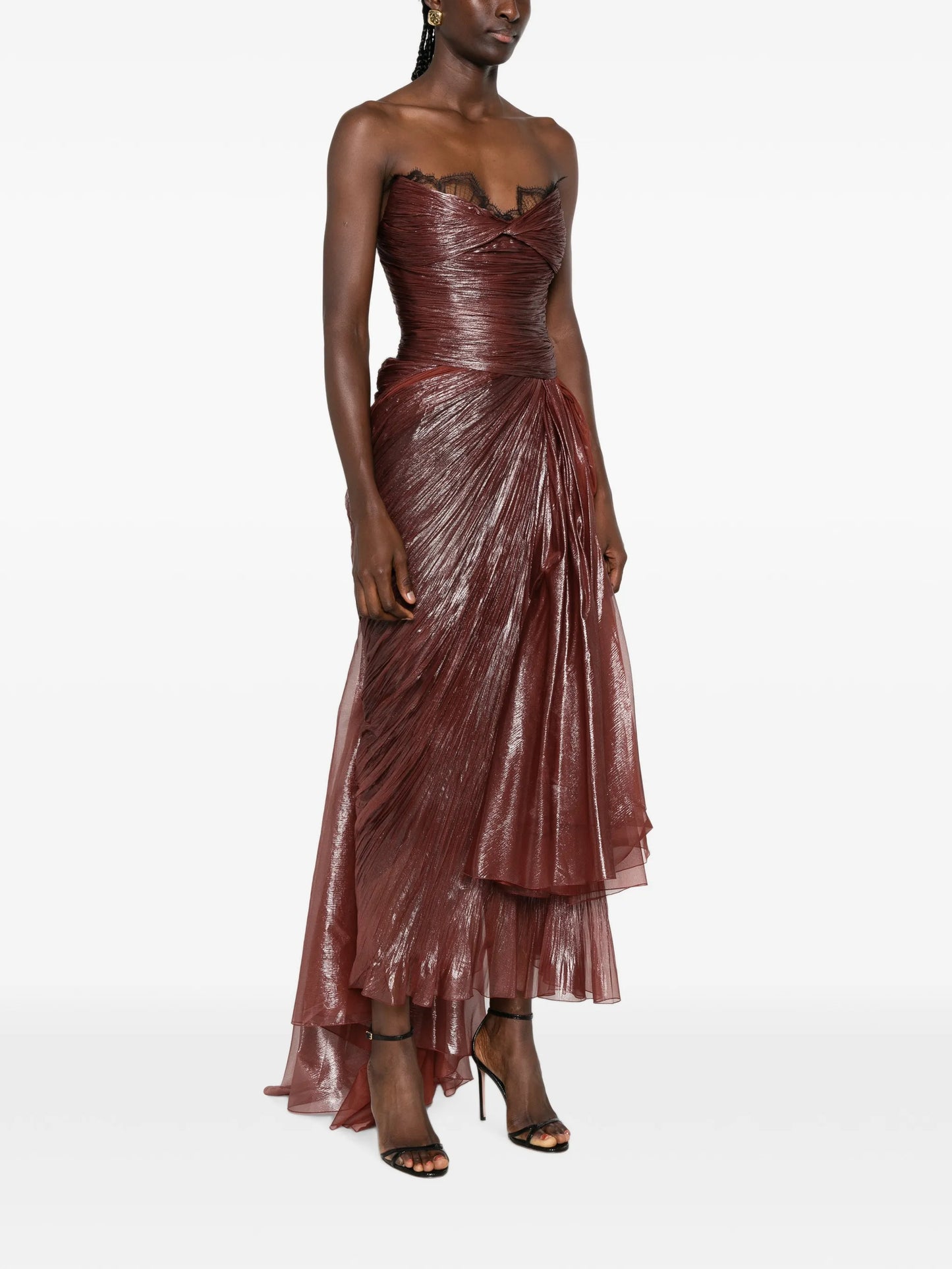 Jolie lace-trim pleated dress