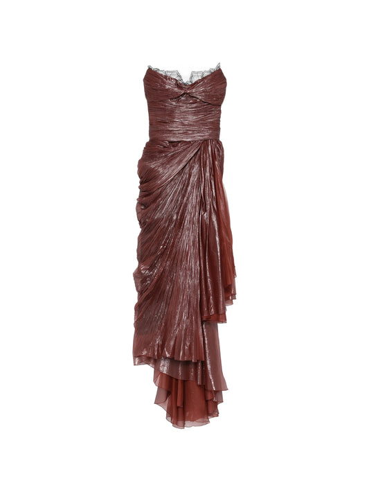 Jolie lace-trim pleated dress