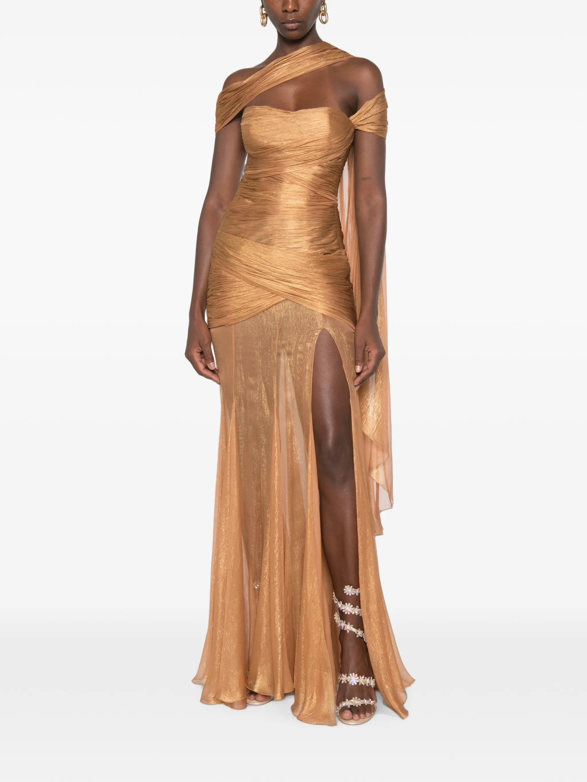 Marimar pleated strapless maxi dress