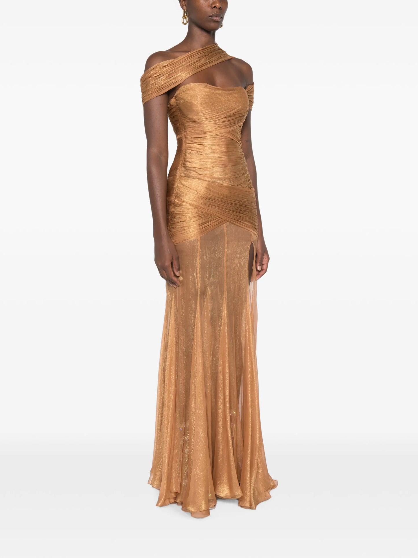Marimar pleated strapless maxi dress