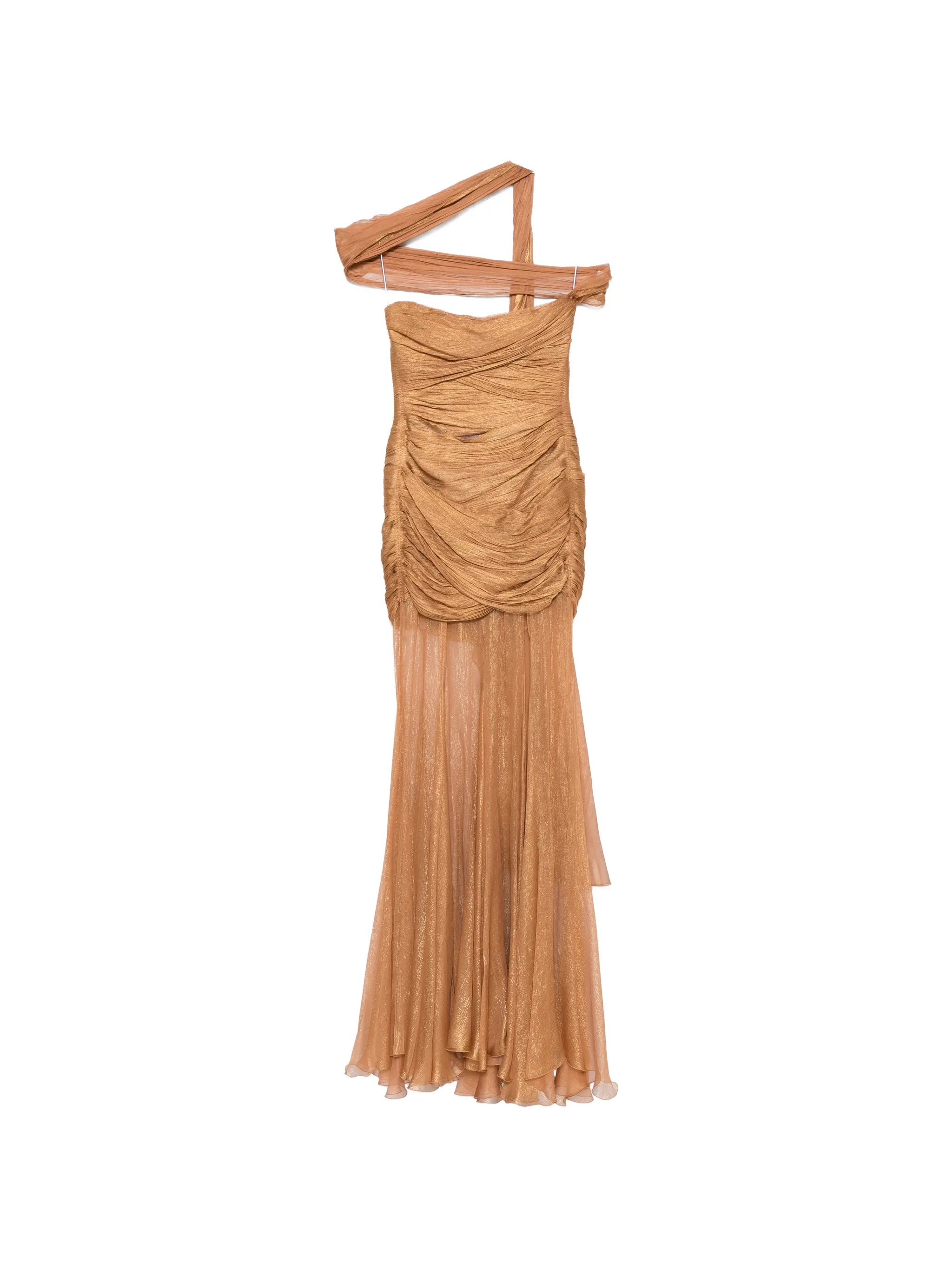 Marimar pleated strapless maxi dress