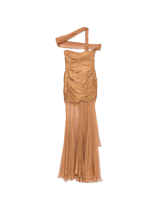 Marimar pleated strapless maxi dress