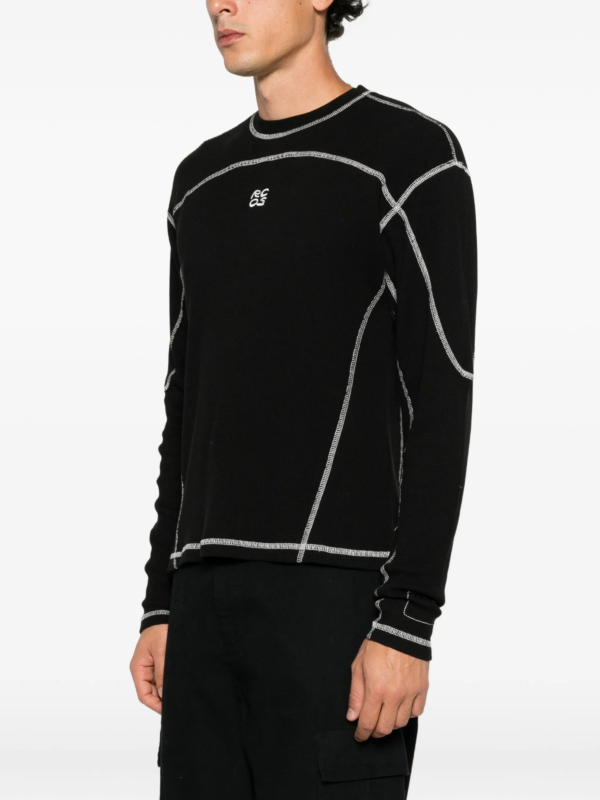 panelled waffle-knit T-shirt