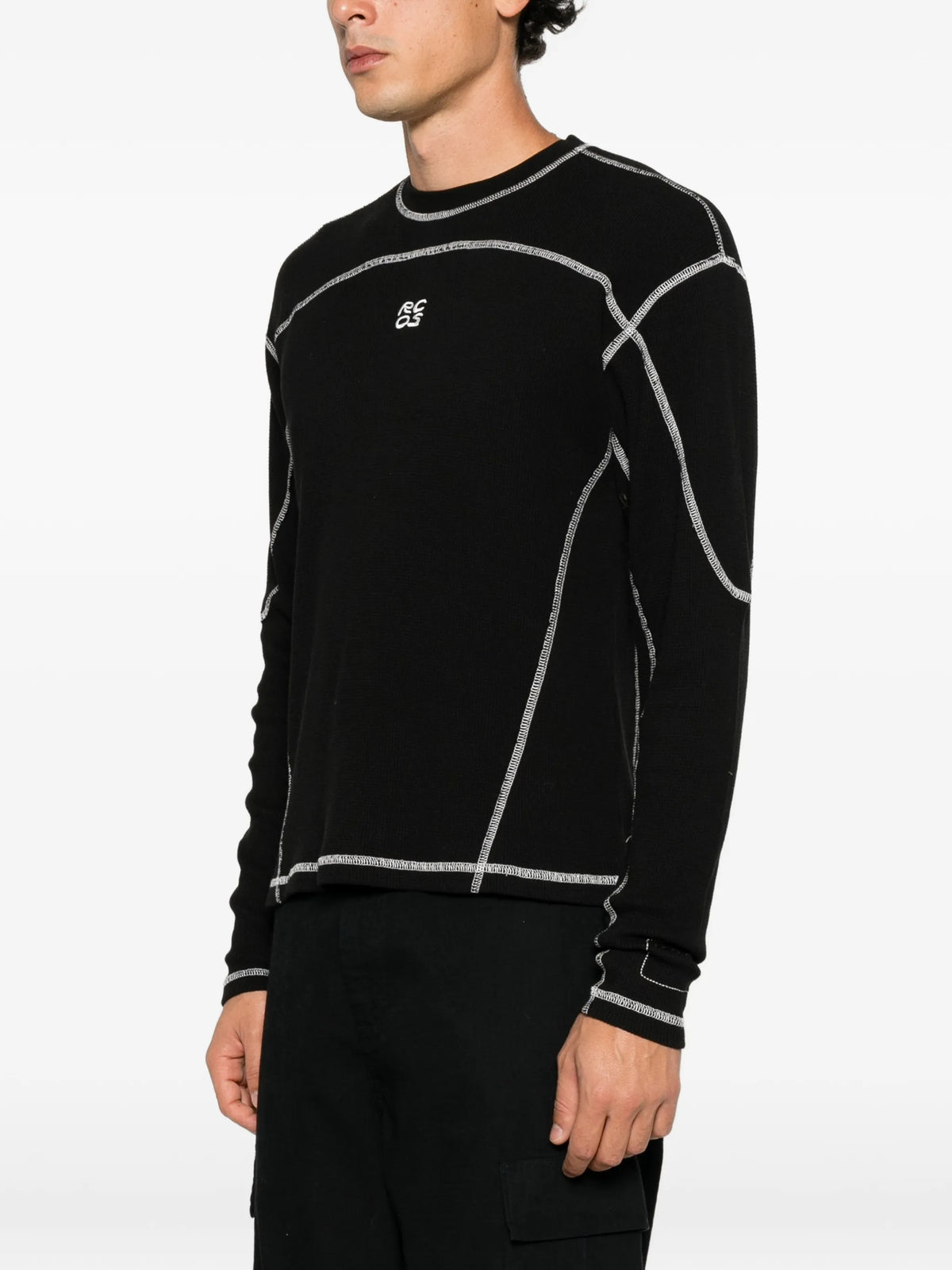 panelled waffle-knit T-shirt