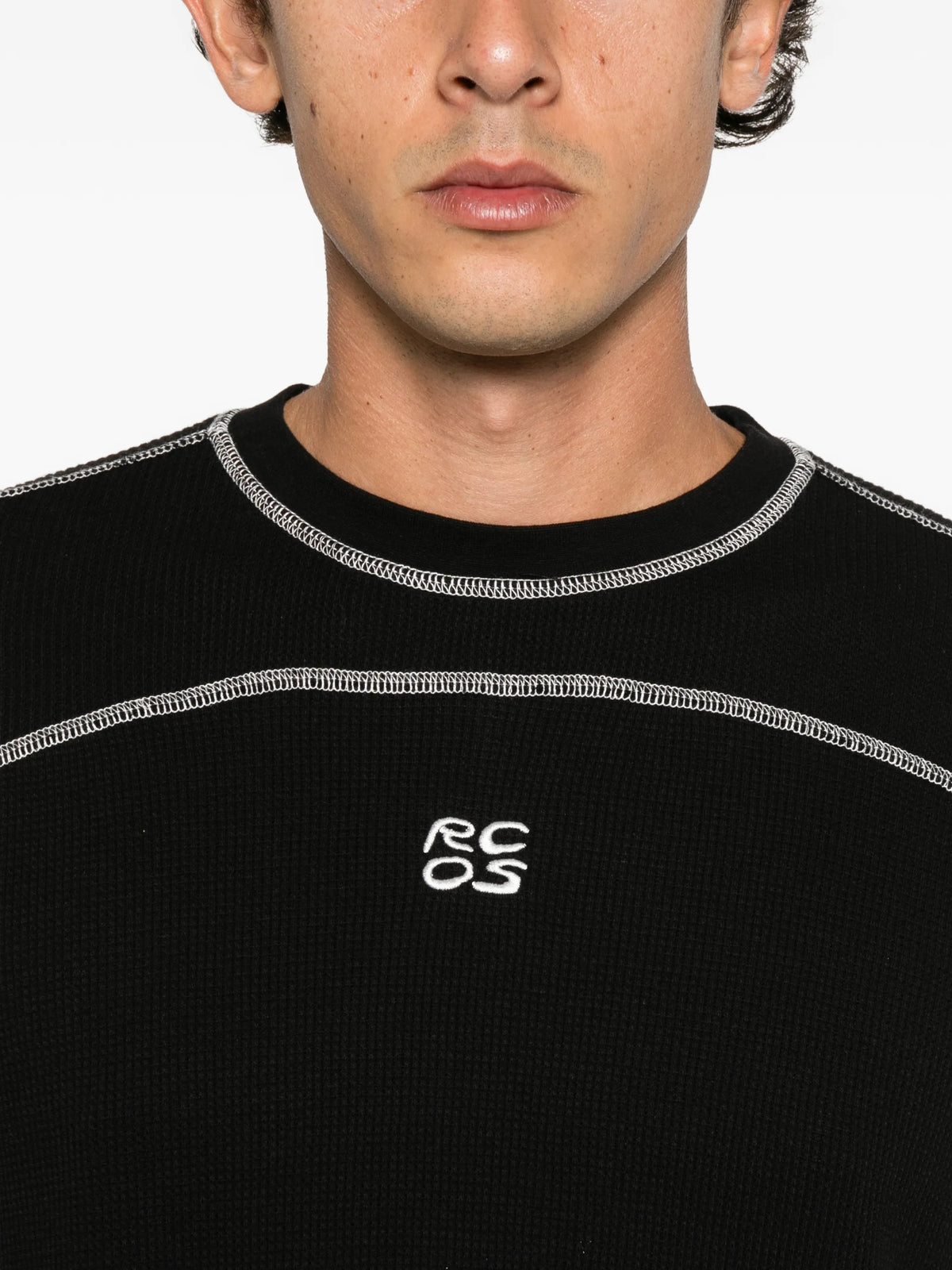 panelled waffle-knit T-shirt