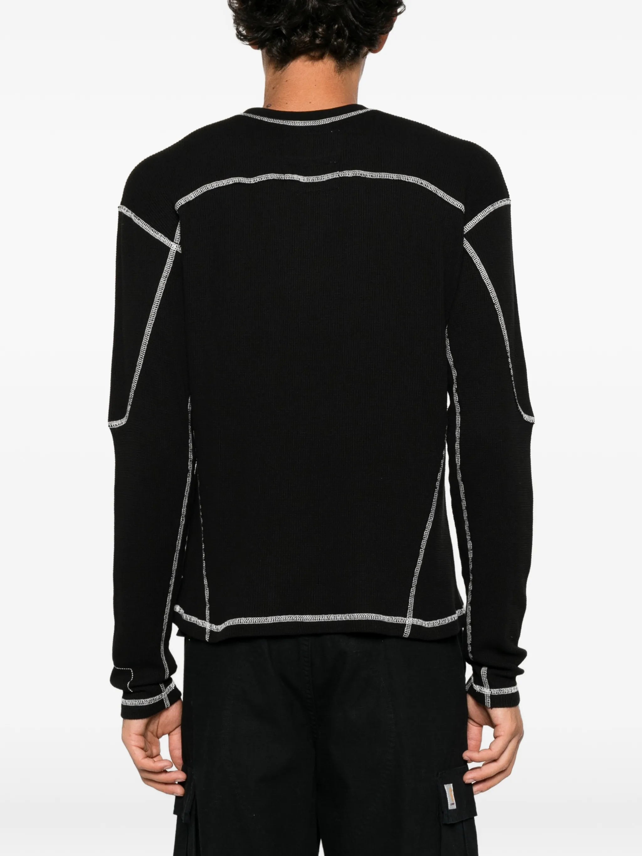 panelled waffle-knit T-shirt